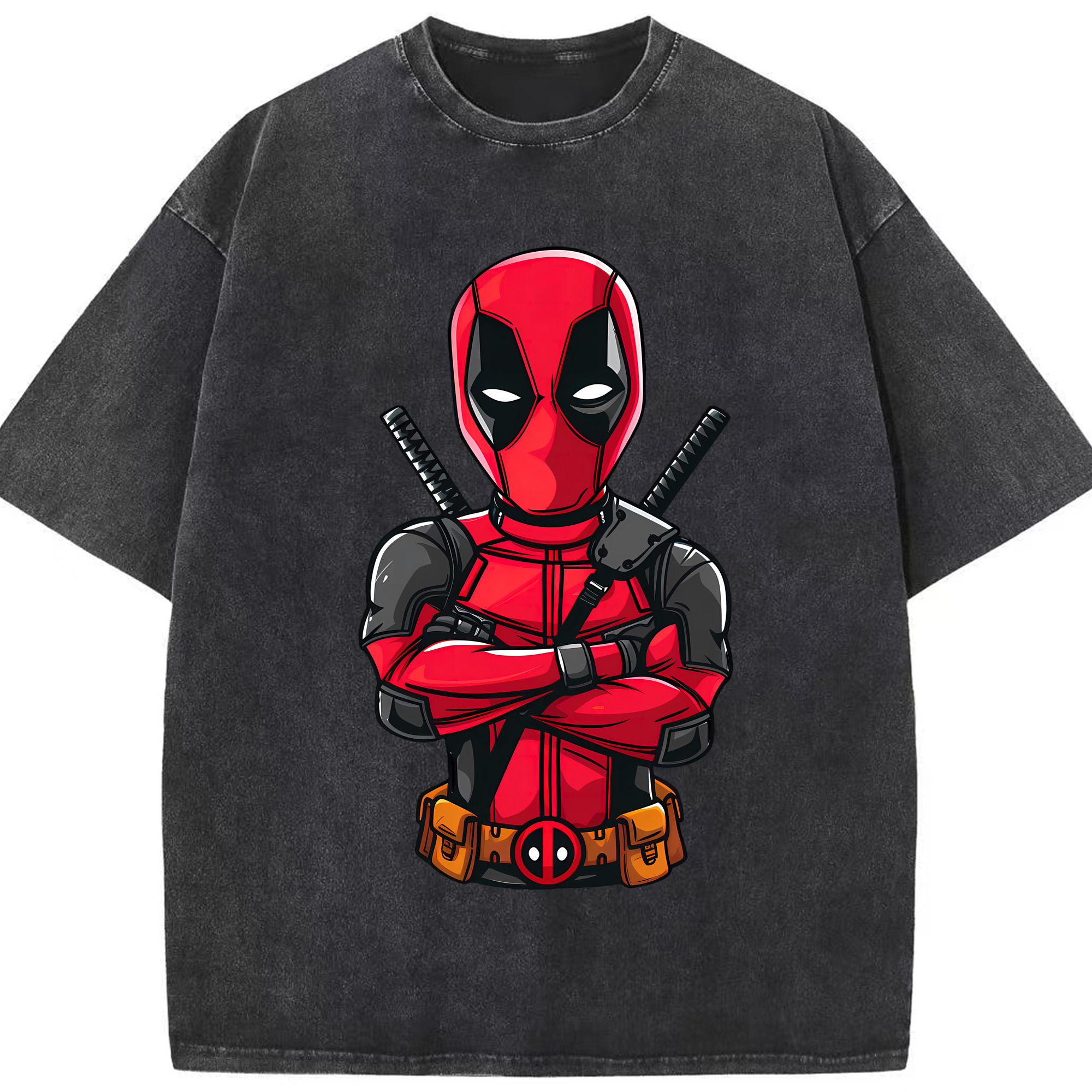 （画像用） Deadpool デッドプール 綿100% ヴィンテージ風 半袖Tシャツ（フロントプリント）