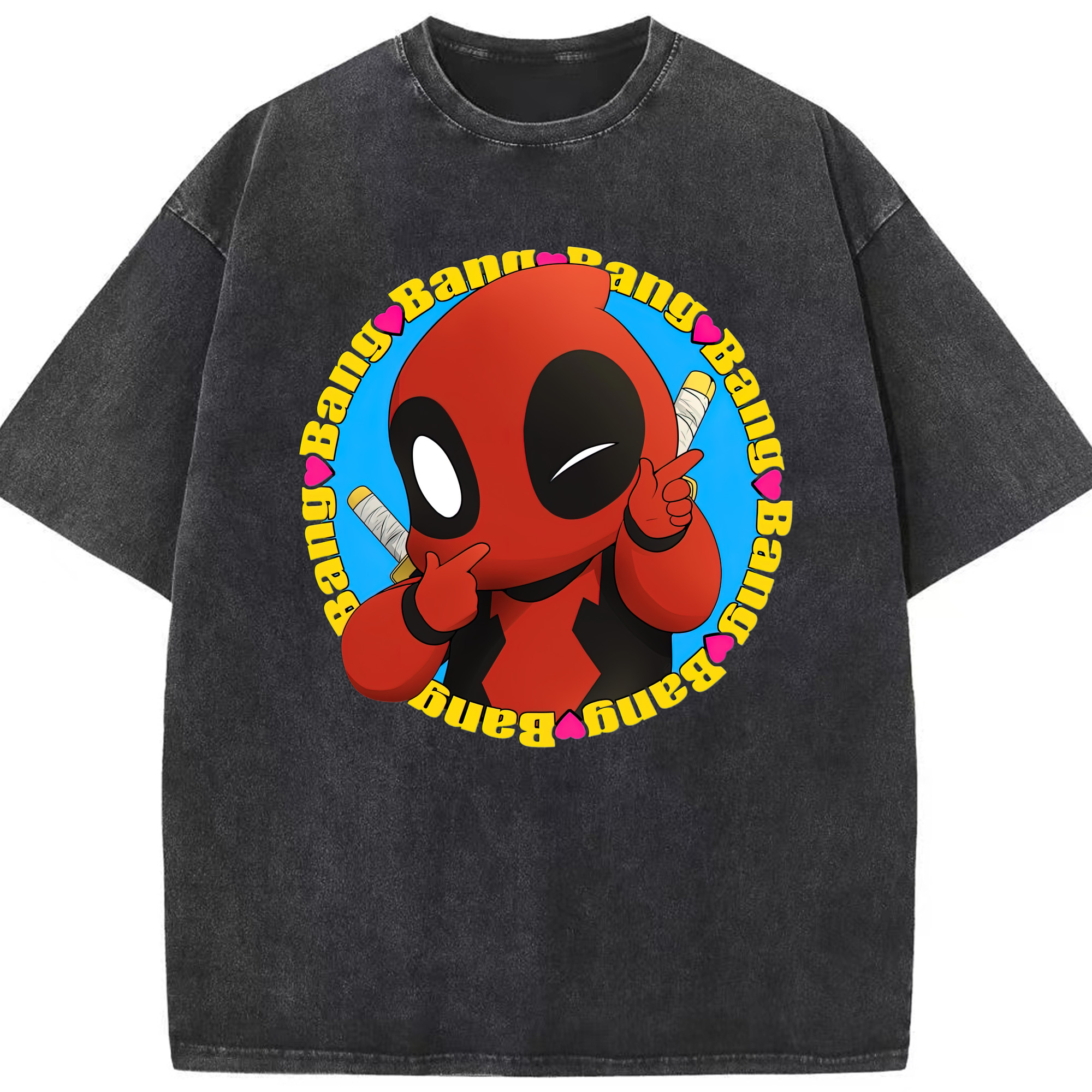 （画像用） Deadpool デッドプール 綿100% ヴィンテージ風 半袖Tシャツ（フロントプリント）