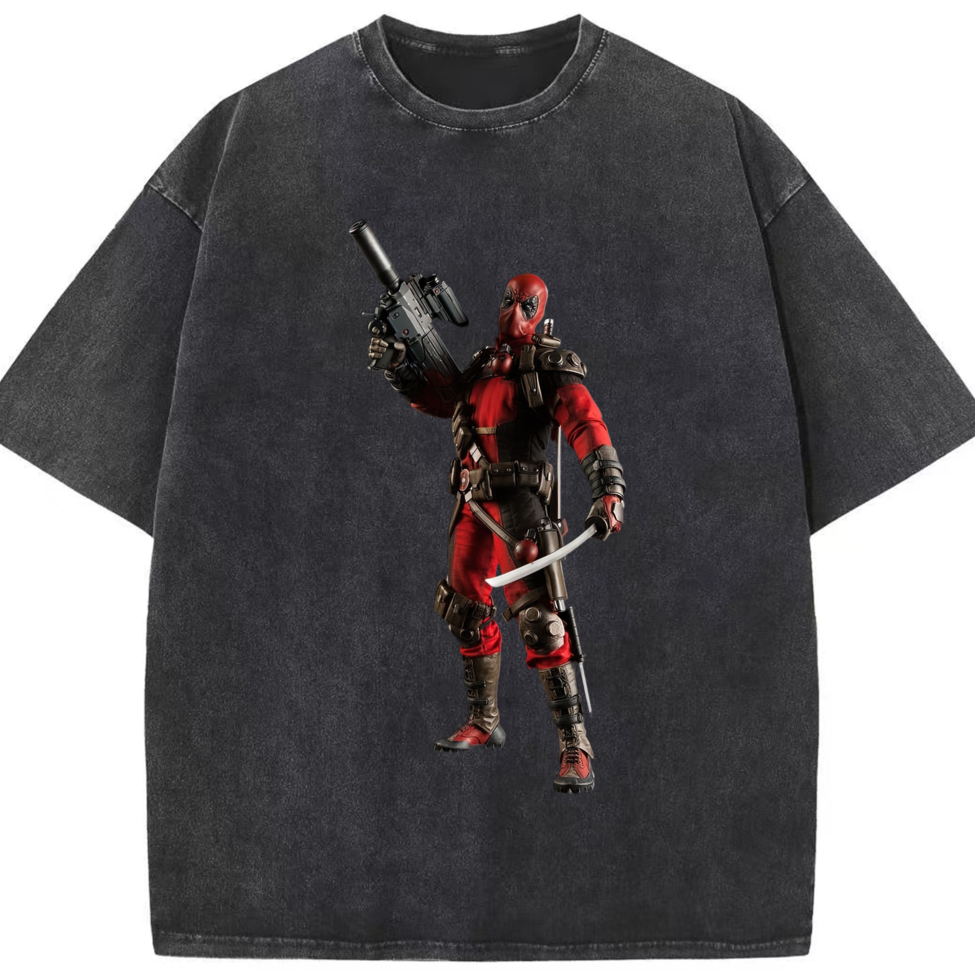 （画像用） Deadpool デッドプール 綿100% ヴィンテージ風 半袖Tシャツ（フロントプリント）