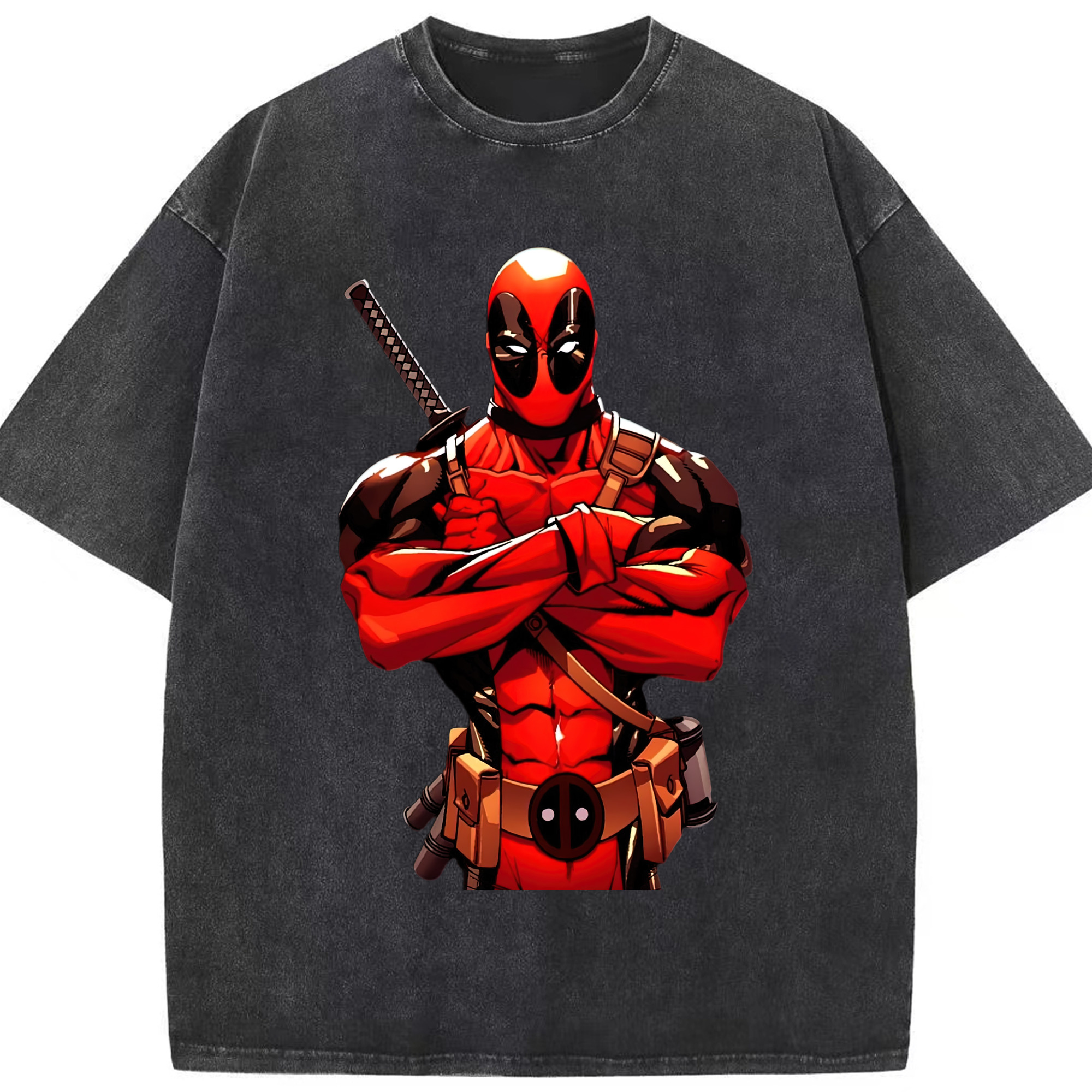 （画像用） Deadpool デッドプール 綿100% ヴィンテージ風 半袖Tシャツ（フロントプリント）