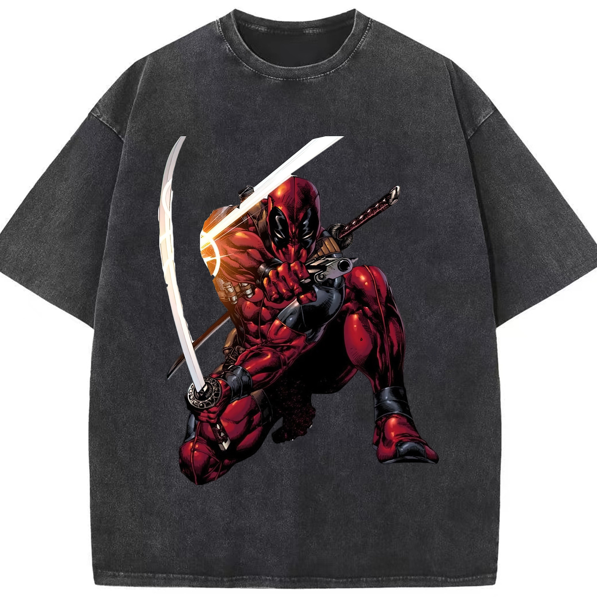 （画像用） Deadpool デッドプール 綿100% ヴィンテージ風 半袖Tシャツ（フロントプリント）