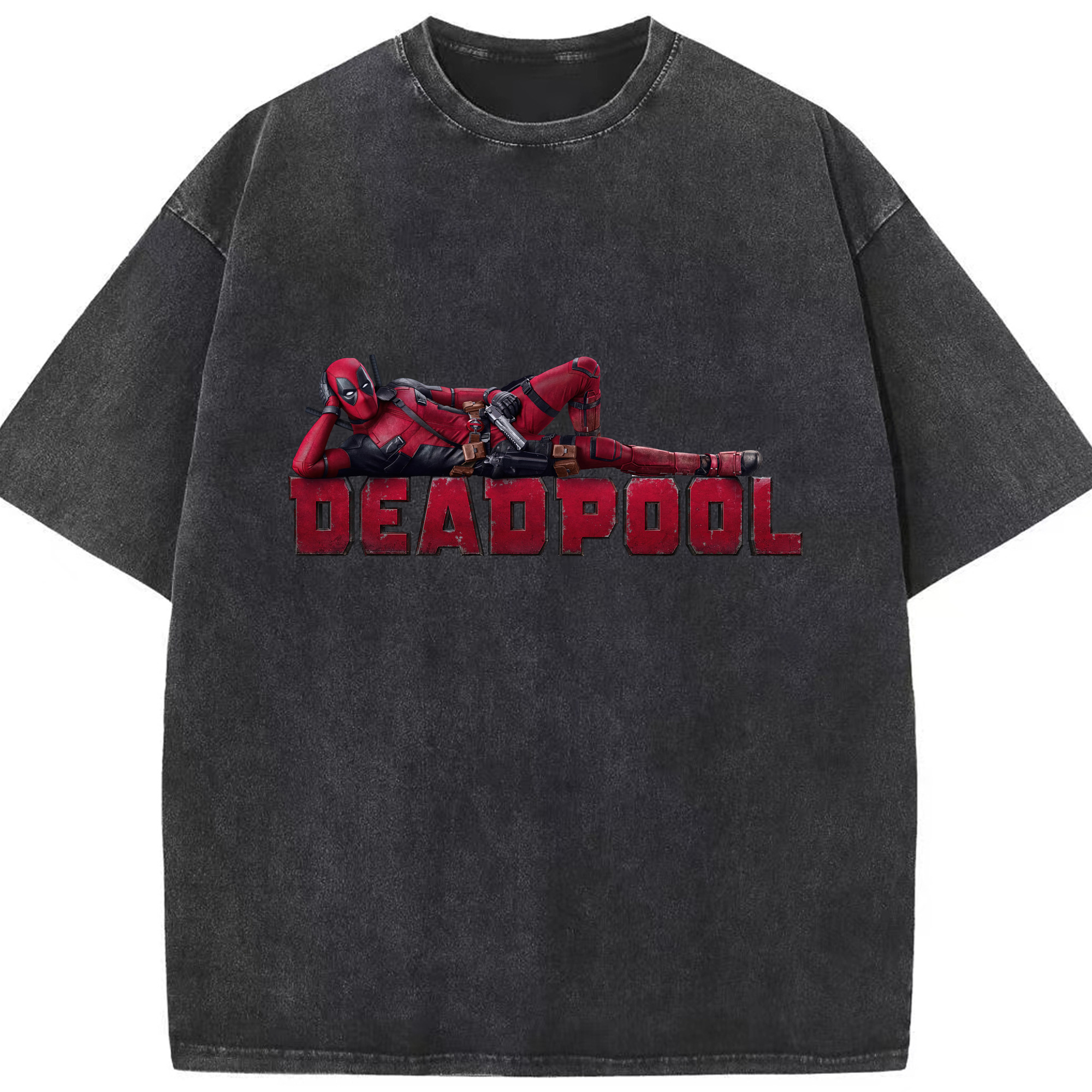 （画像用） Deadpool デッドプール 綿100% ヴィンテージ風 半袖Tシャツ（フロントプリント）