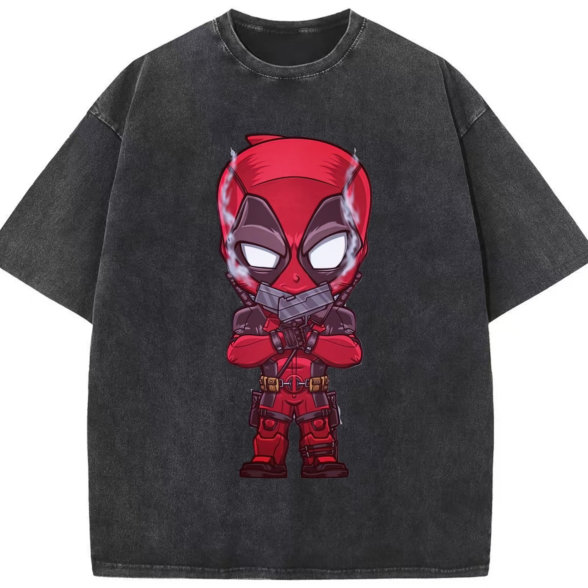 （画像用） Deadpool デッドプール 綿100% ヴィンテージ風 半袖Tシャツ（フロントプリント）
