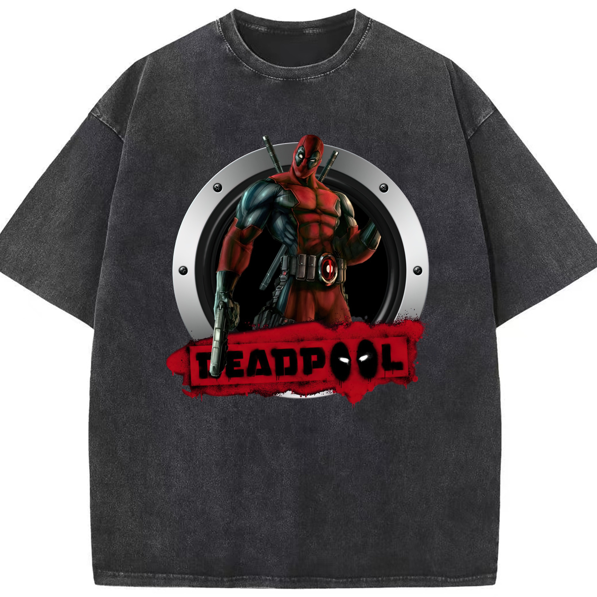 （画像用） Deadpool デッドプール 綿100% ヴィンテージ風 半袖Tシャツ（フロントプリント）