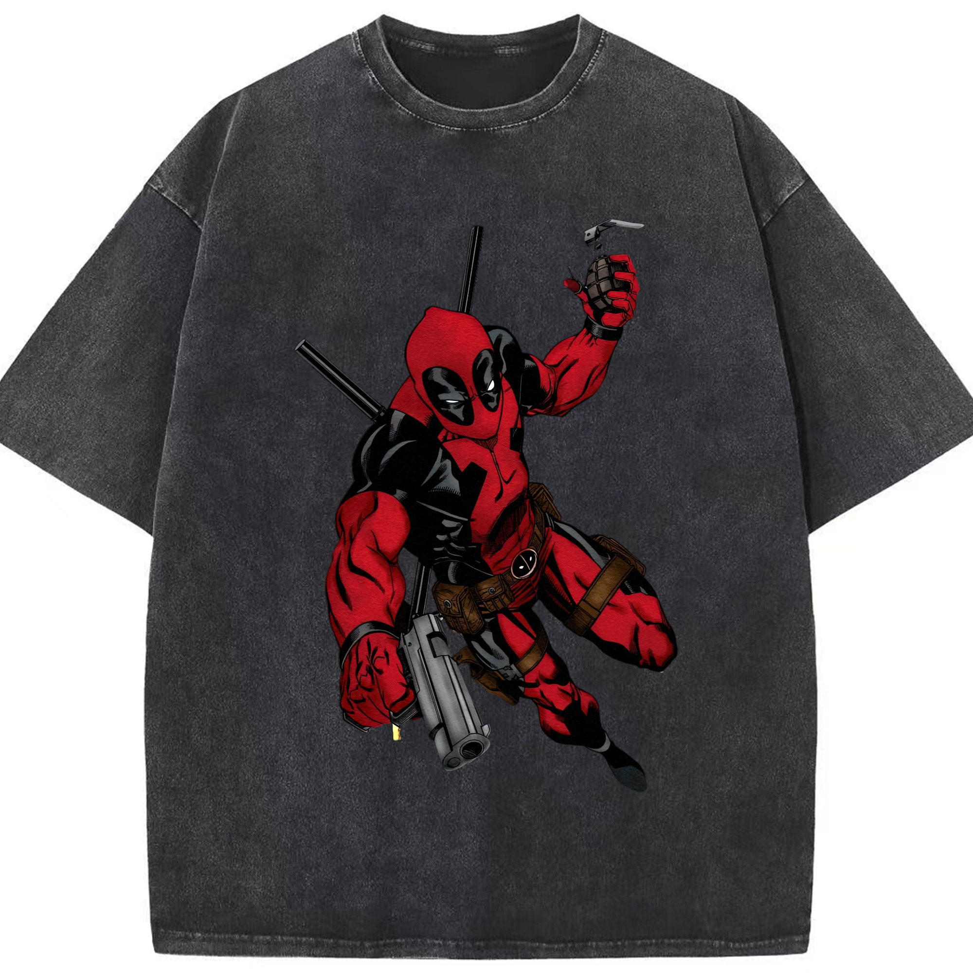 （画像用） Deadpool デッドプール 綿100% ヴィンテージ風 半袖Tシャツ（フロントプリント）