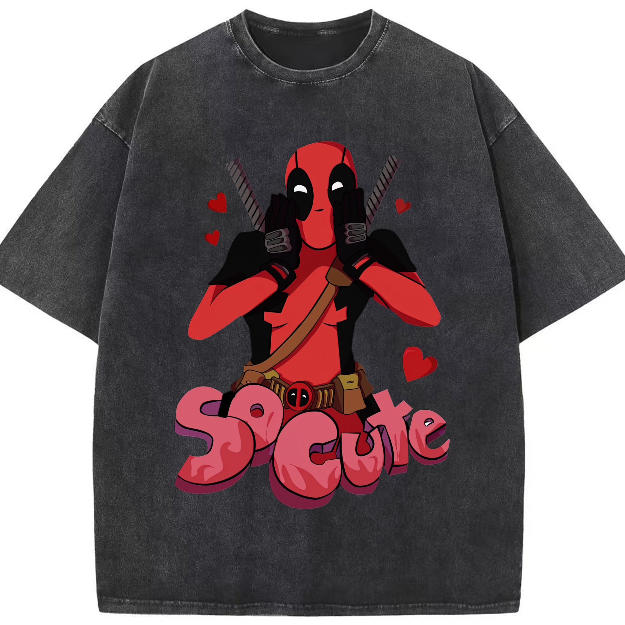 （画像用） Deadpool デッドプール 綿100% ヴィンテージ風 半袖Tシャツ（フロントプリント）