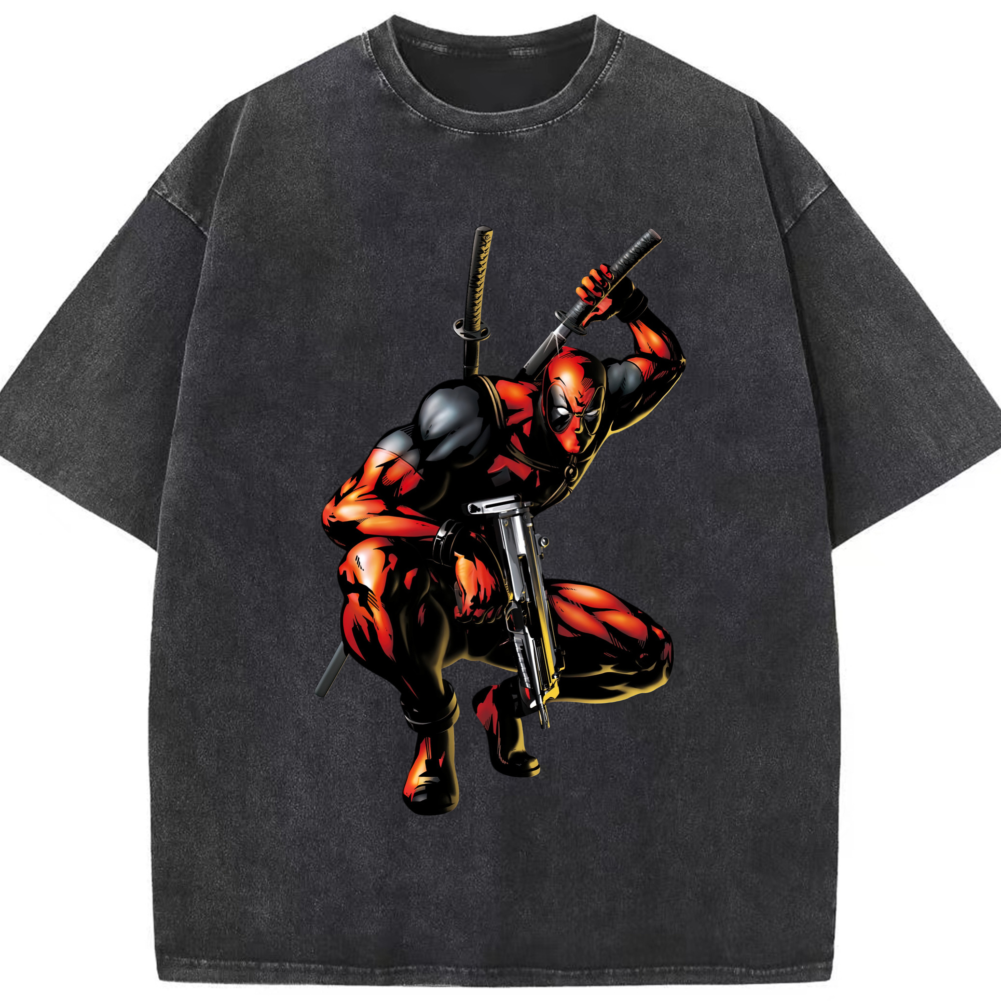 （画像用） Deadpool デッドプール 綿100% ヴィンテージ風 半袖Tシャツ（フロントプリント）