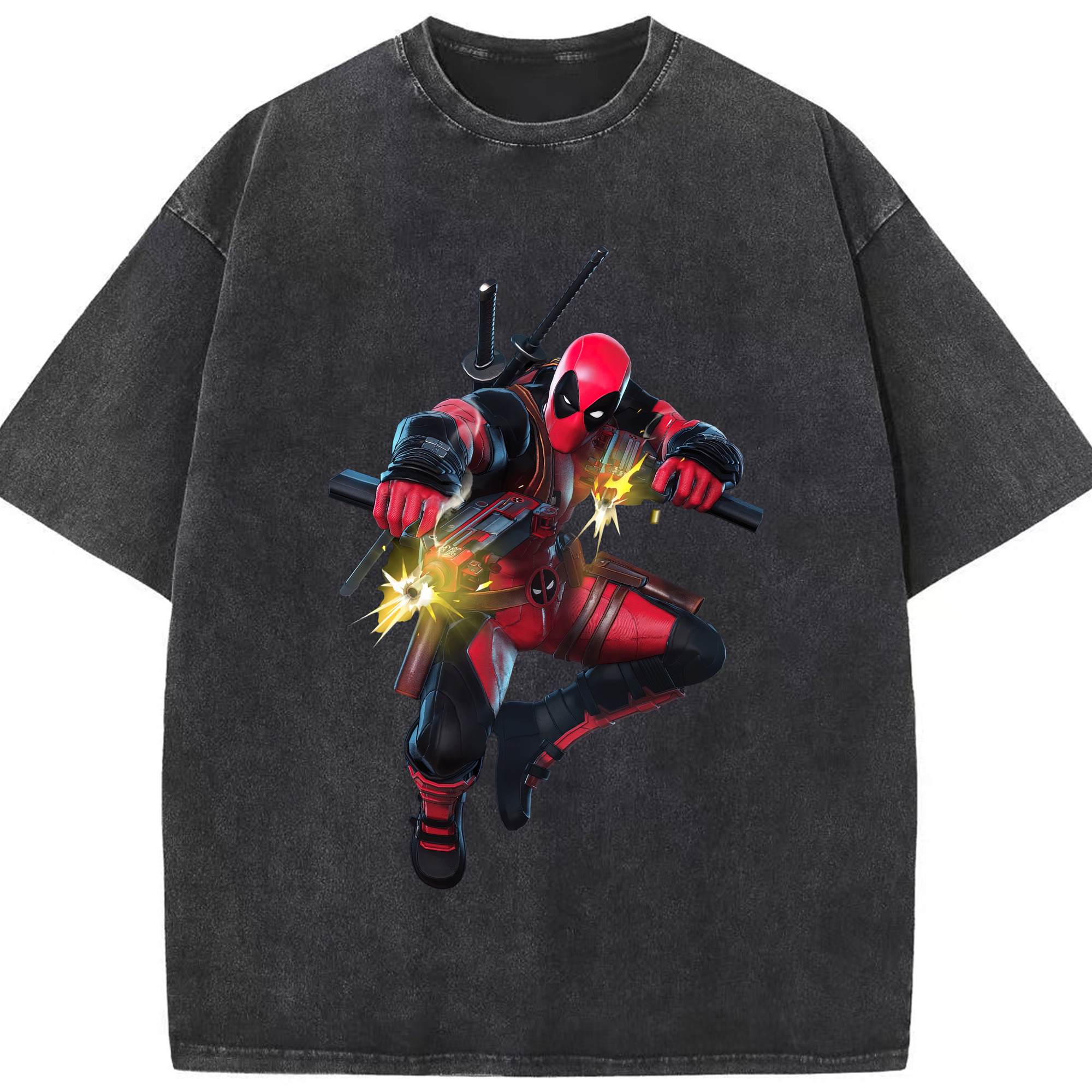 （画像用） Deadpool デッドプール 綿100% ヴィンテージ風 半袖Tシャツ（フロントプリント）