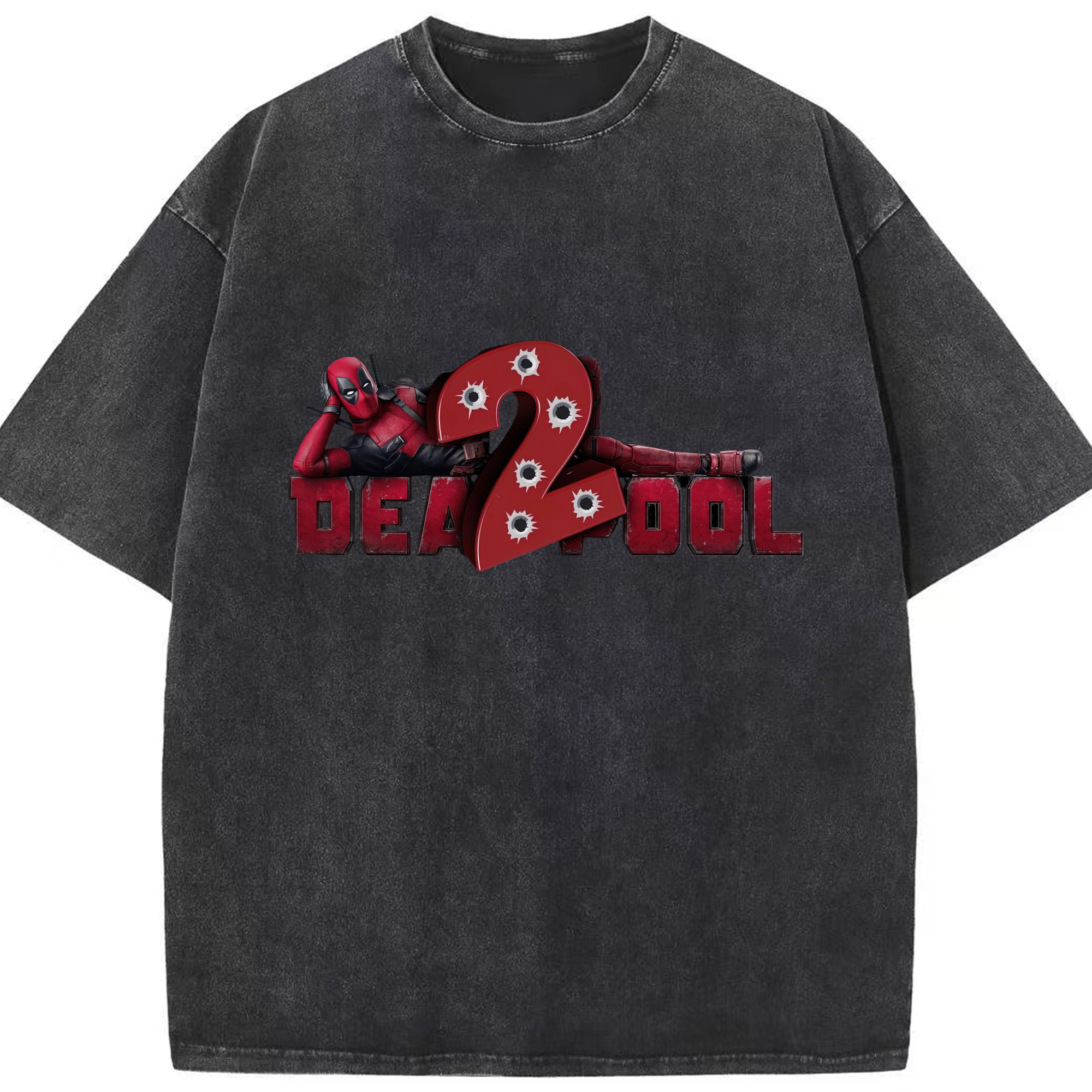 （画像用） Deadpool デッドプール 綿100% ヴィンテージ風 半袖Tシャツ（フロントプリント）