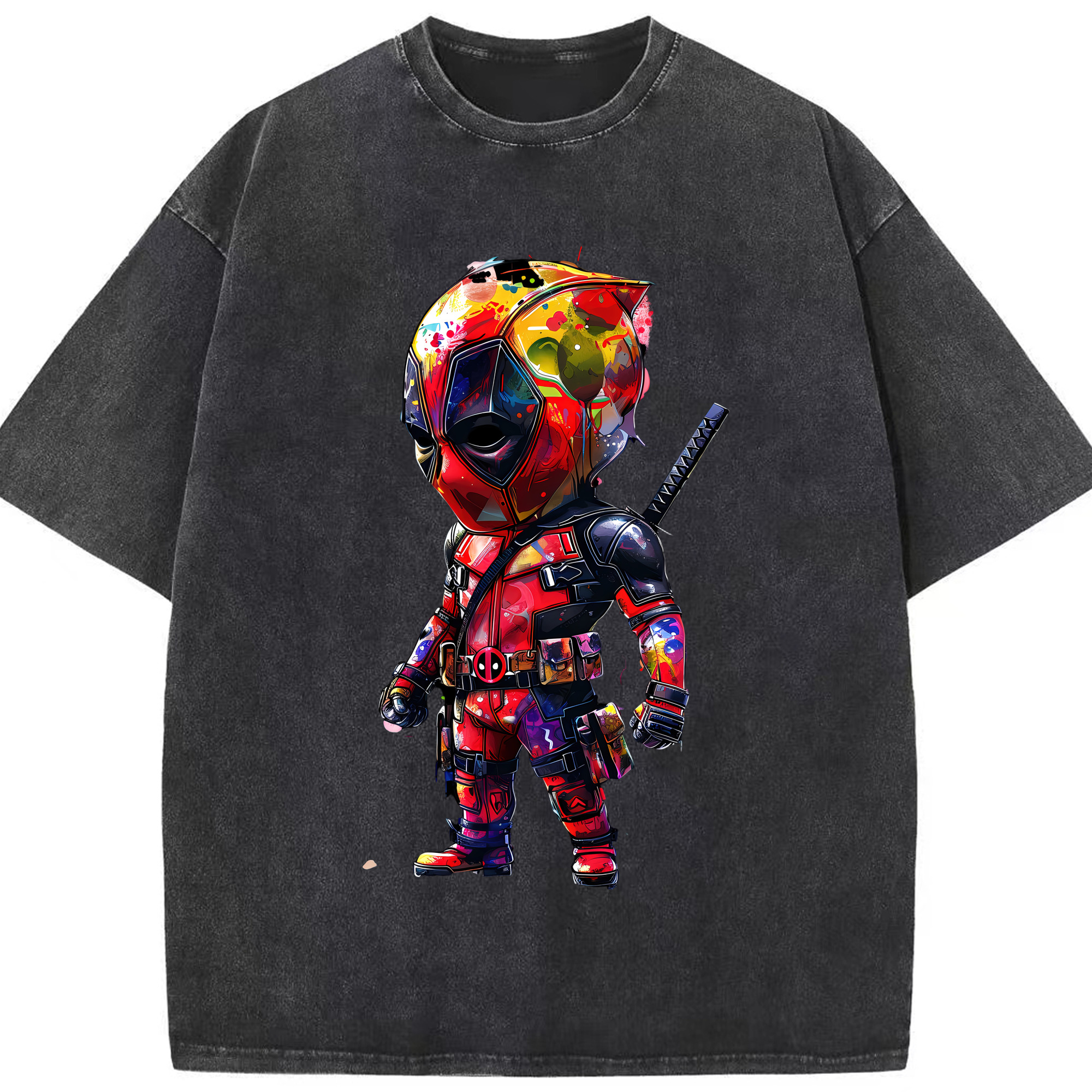 （画像用） Deadpool デッドプール 綿100% ヴィンテージ風 半袖Tシャツ（フロントプリント）