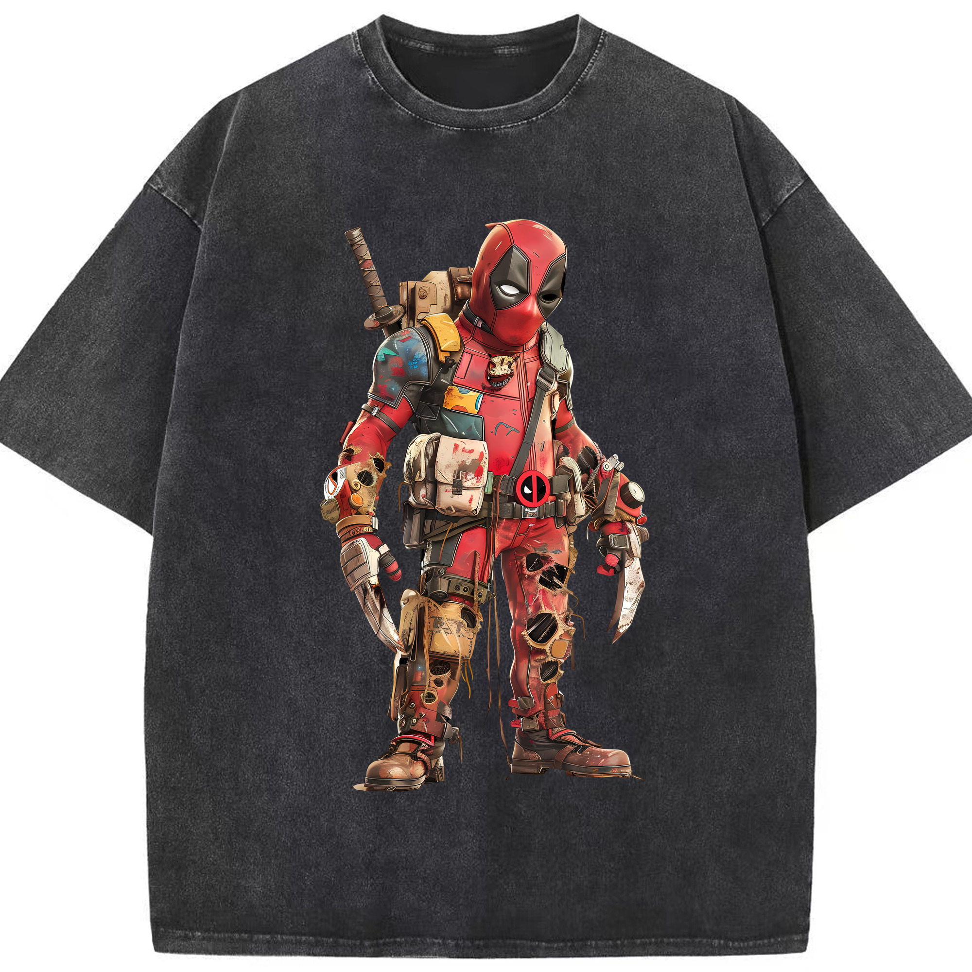 （画像用） Deadpool デッドプール 綿100% ヴィンテージ風 半袖Tシャツ（フロントプリント）