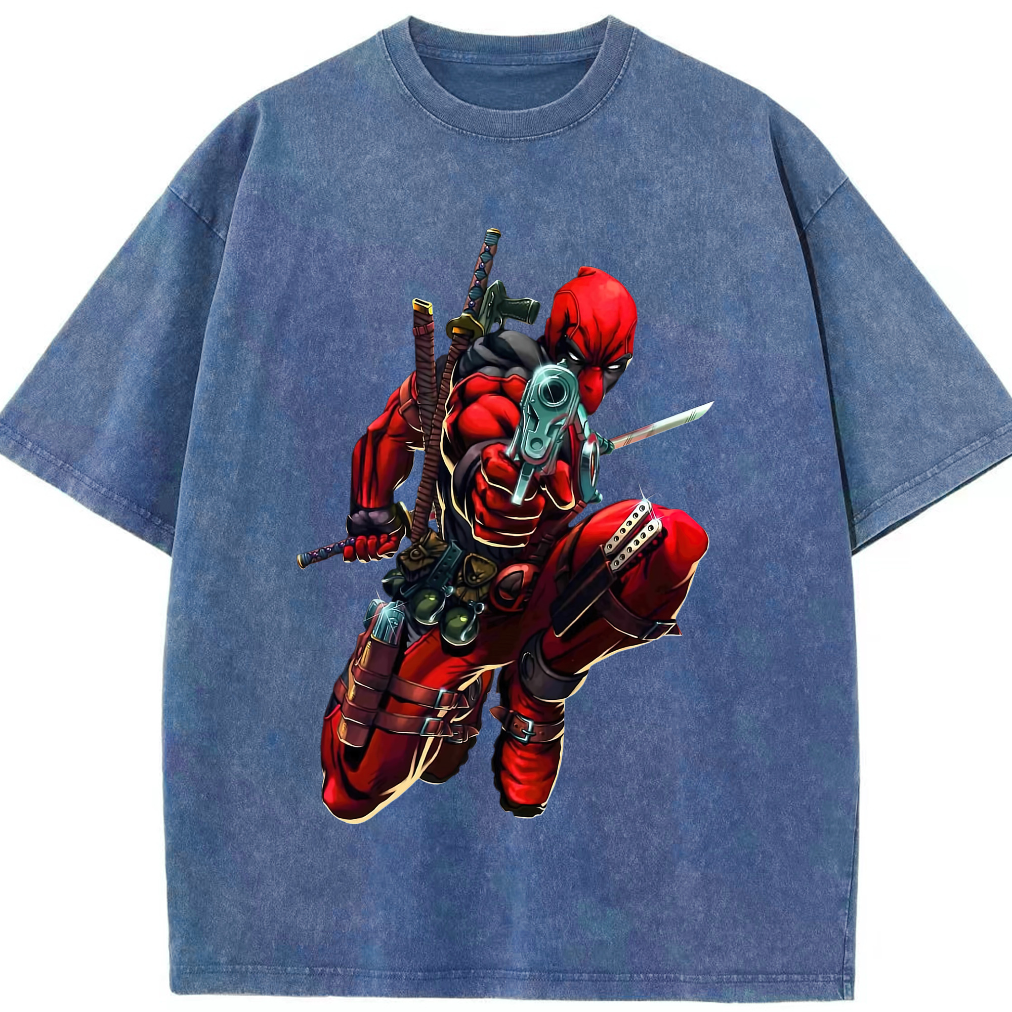 （画像用） Deadpool デッドプール 綿100% ヴィンテージ風 半袖Tシャツ（フロントプリント）