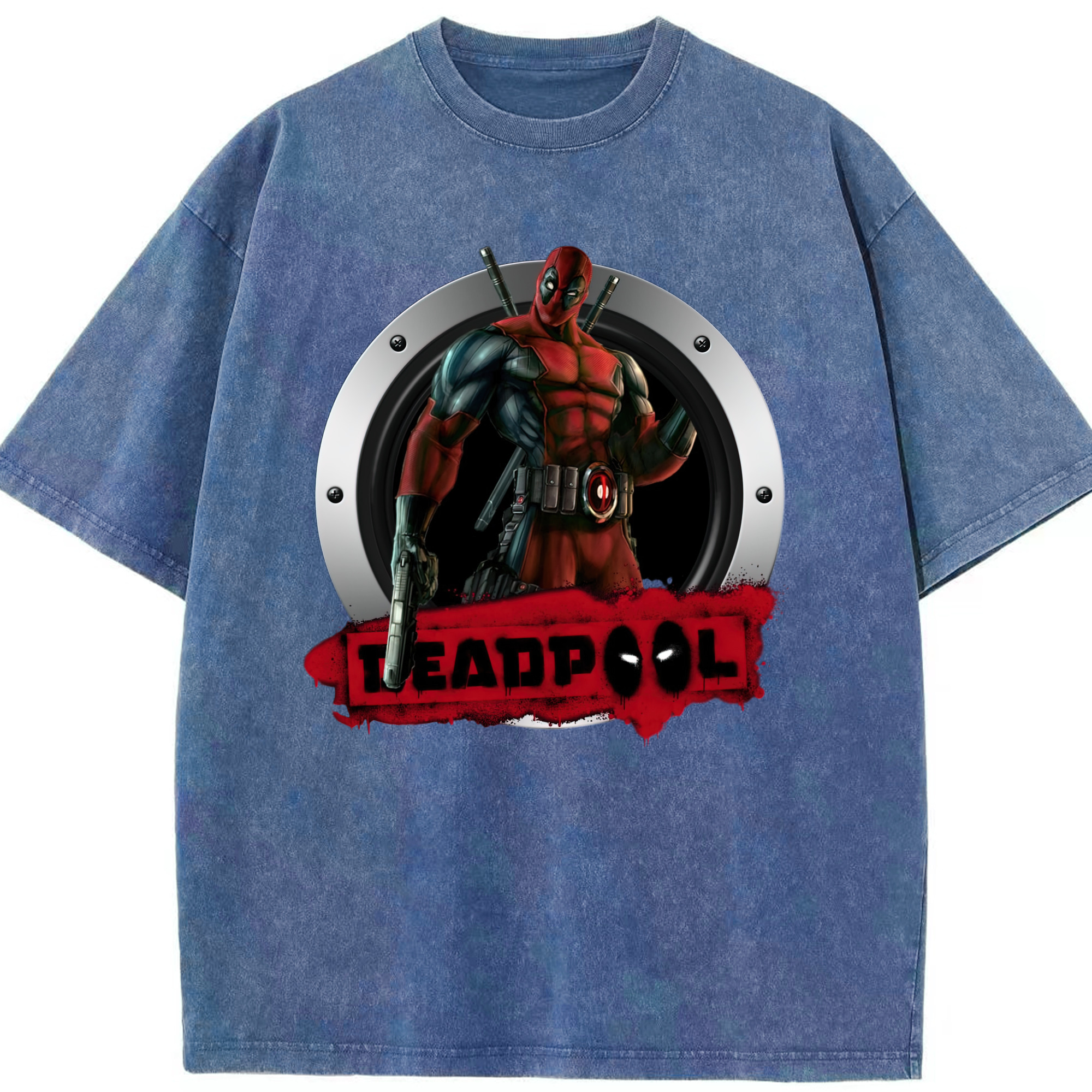 （画像用） Deadpool デッドプール 綿100% ヴィンテージ風 半袖Tシャツ（フロントプリント）