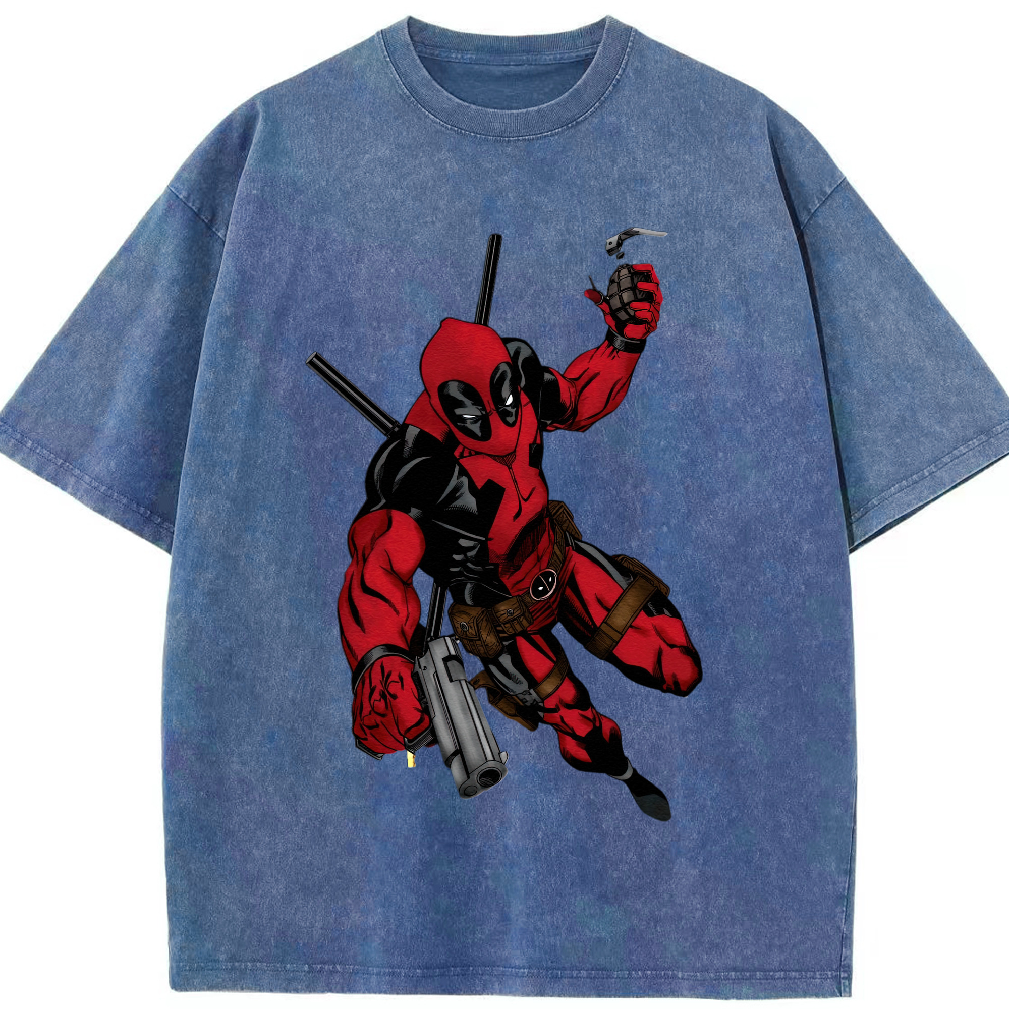（画像用） Deadpool デッドプール 綿100% ヴィンテージ風 半袖Tシャツ（フロントプリント）