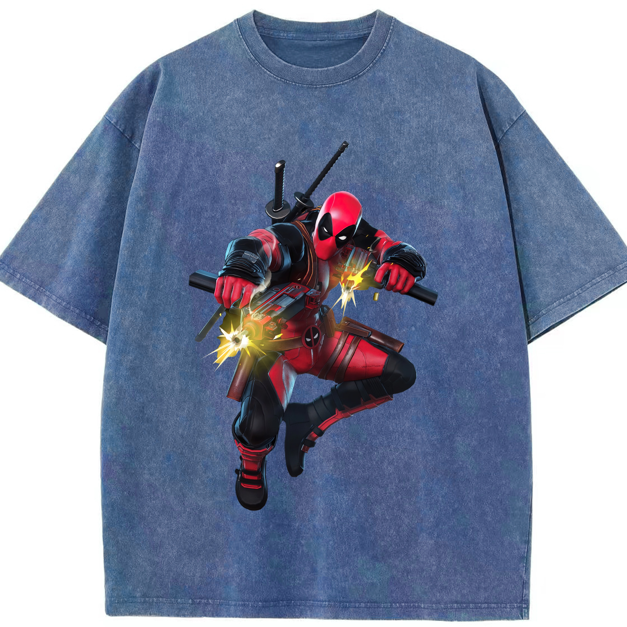 （画像用） Deadpool デッドプール 綿100% ヴィンテージ風 半袖Tシャツ（フロントプリント）