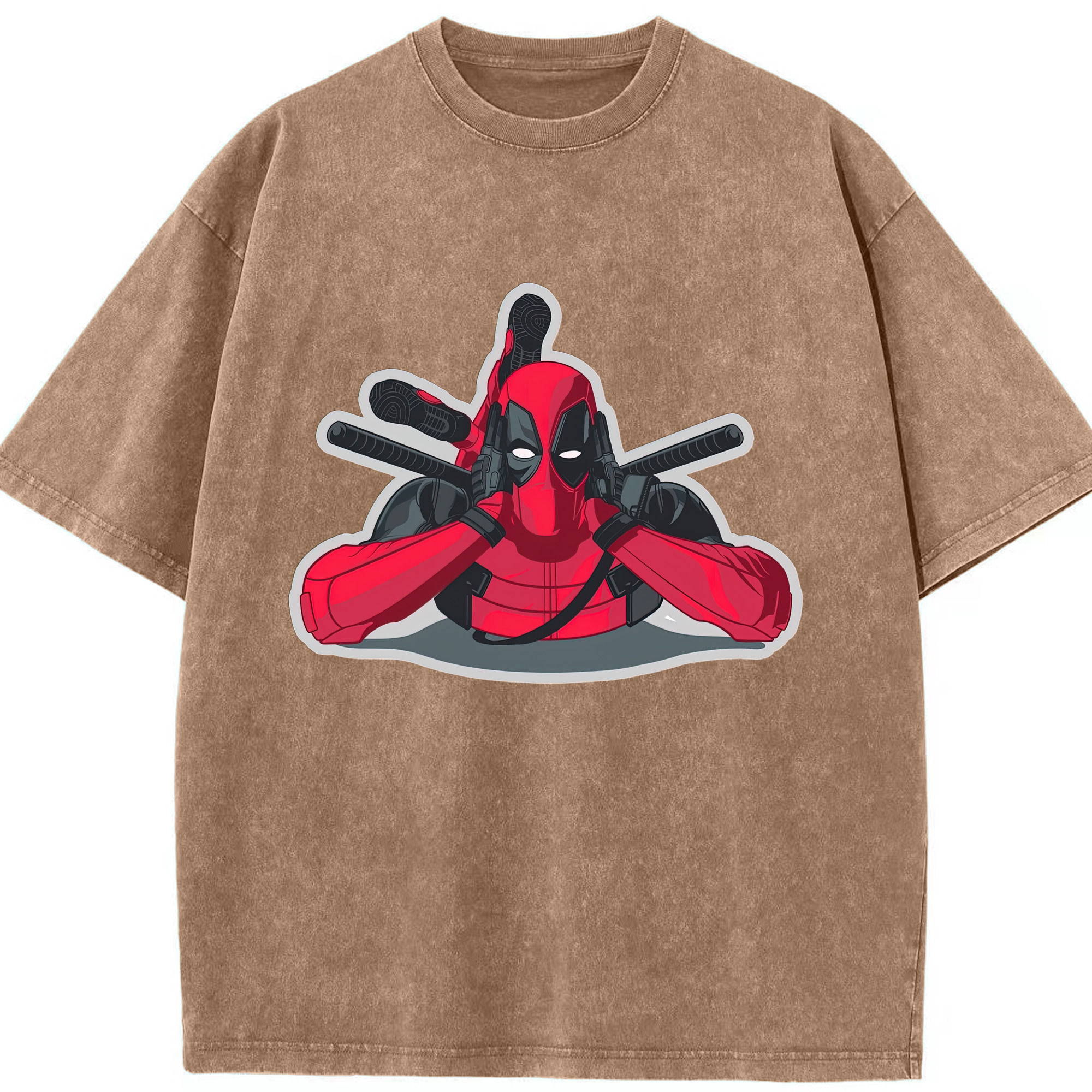 （画像用） Deadpool デッドプール 綿100% ヴィンテージ風 半袖Tシャツ（フロントプリント）