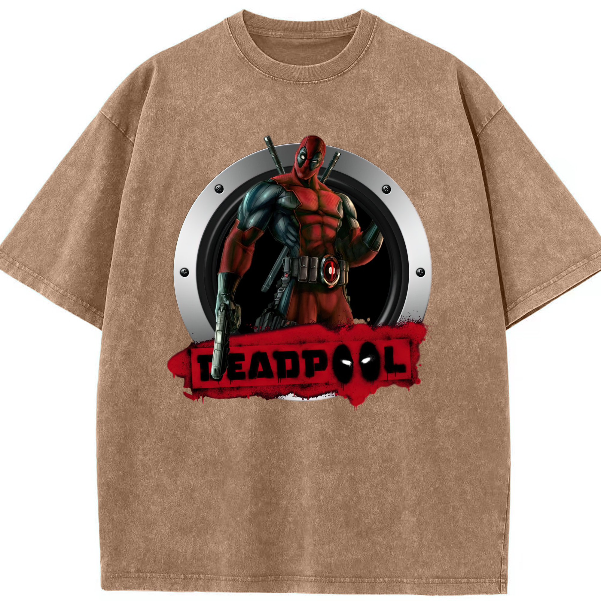 （画像用） Deadpool デッドプール 綿100% ヴィンテージ風 半袖Tシャツ（フロントプリント）