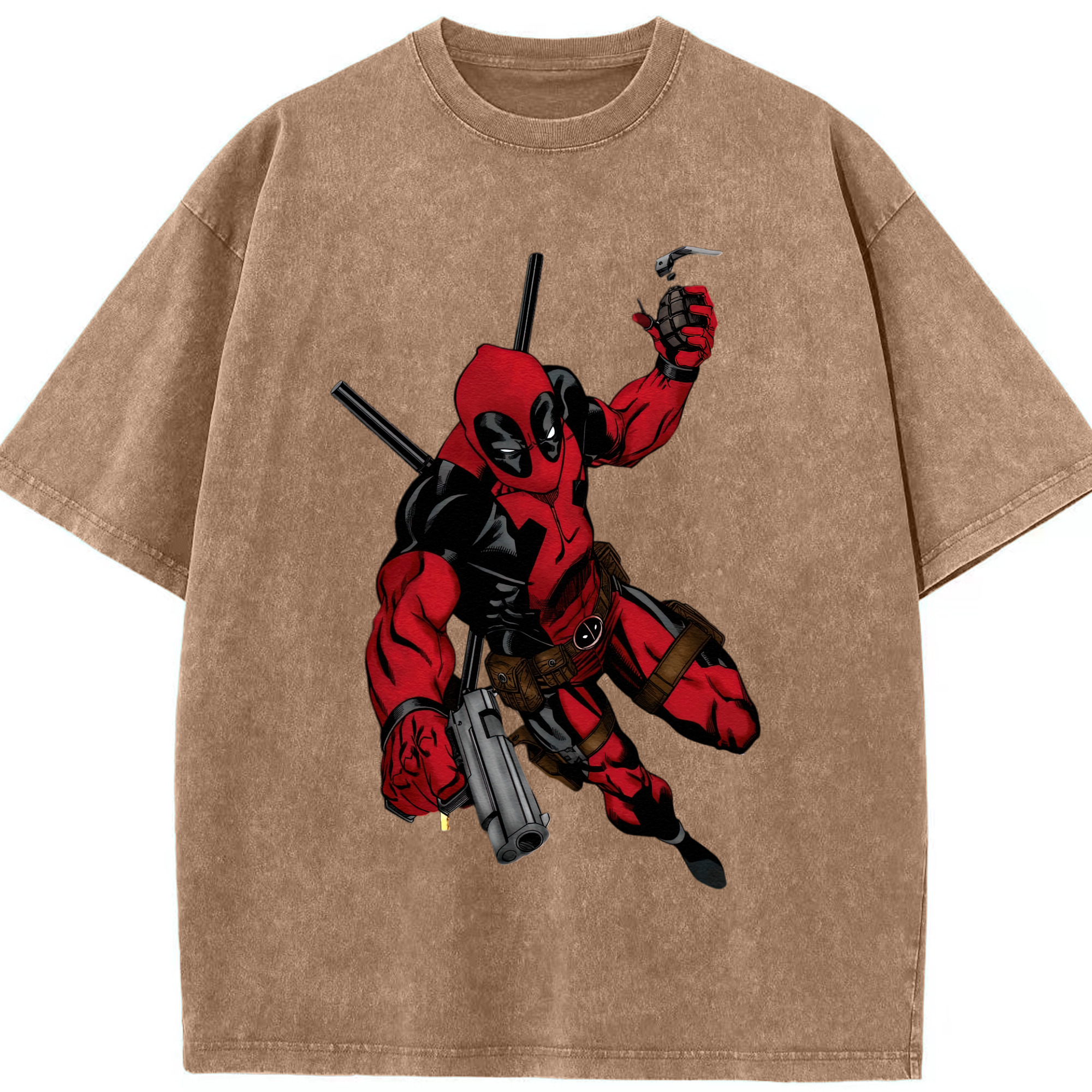 （画像用） Deadpool デッドプール 綿100% ヴィンテージ風 半袖Tシャツ（フロントプリント）