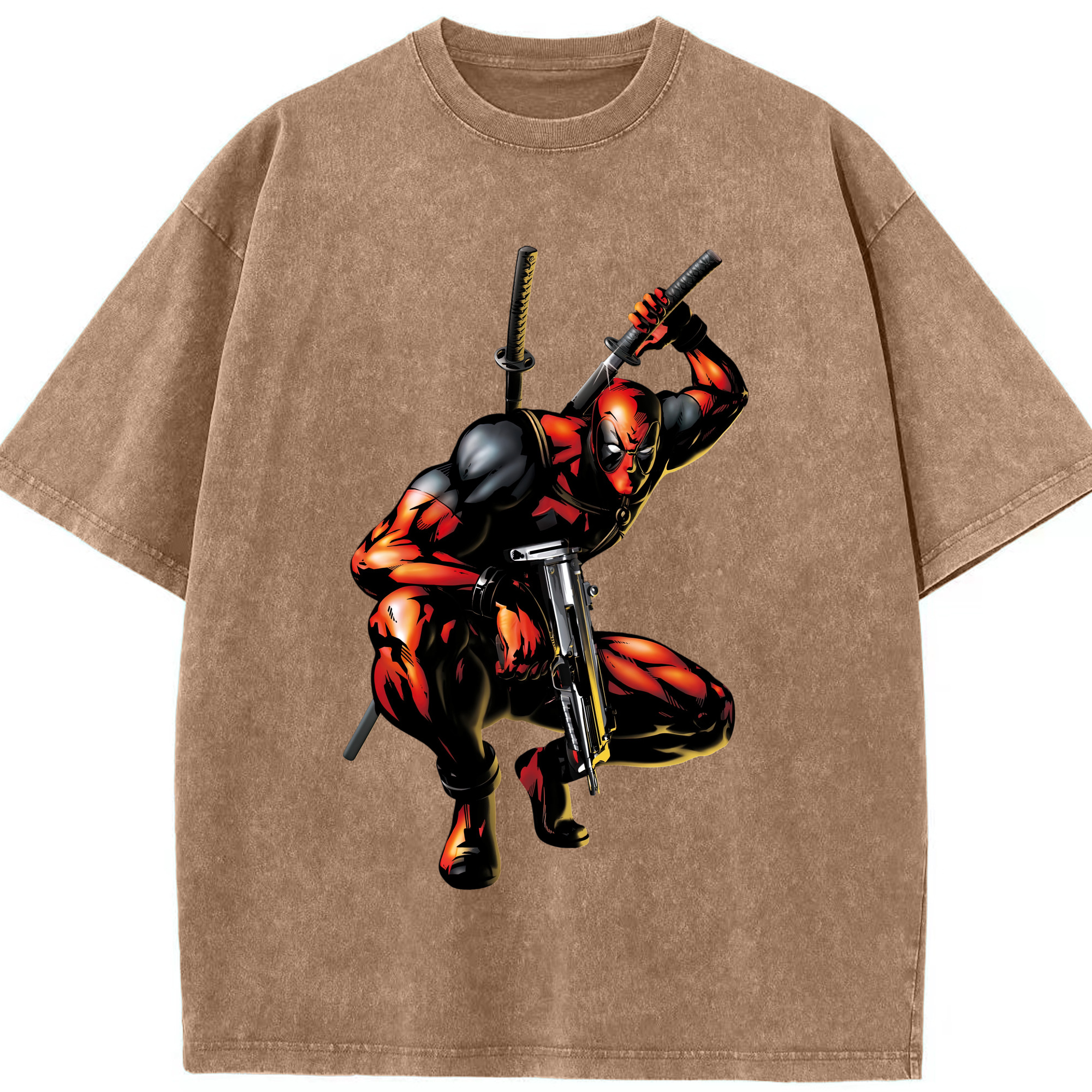 （画像用） Deadpool デッドプール 綿100% ヴィンテージ風 半袖Tシャツ（フロントプリント）