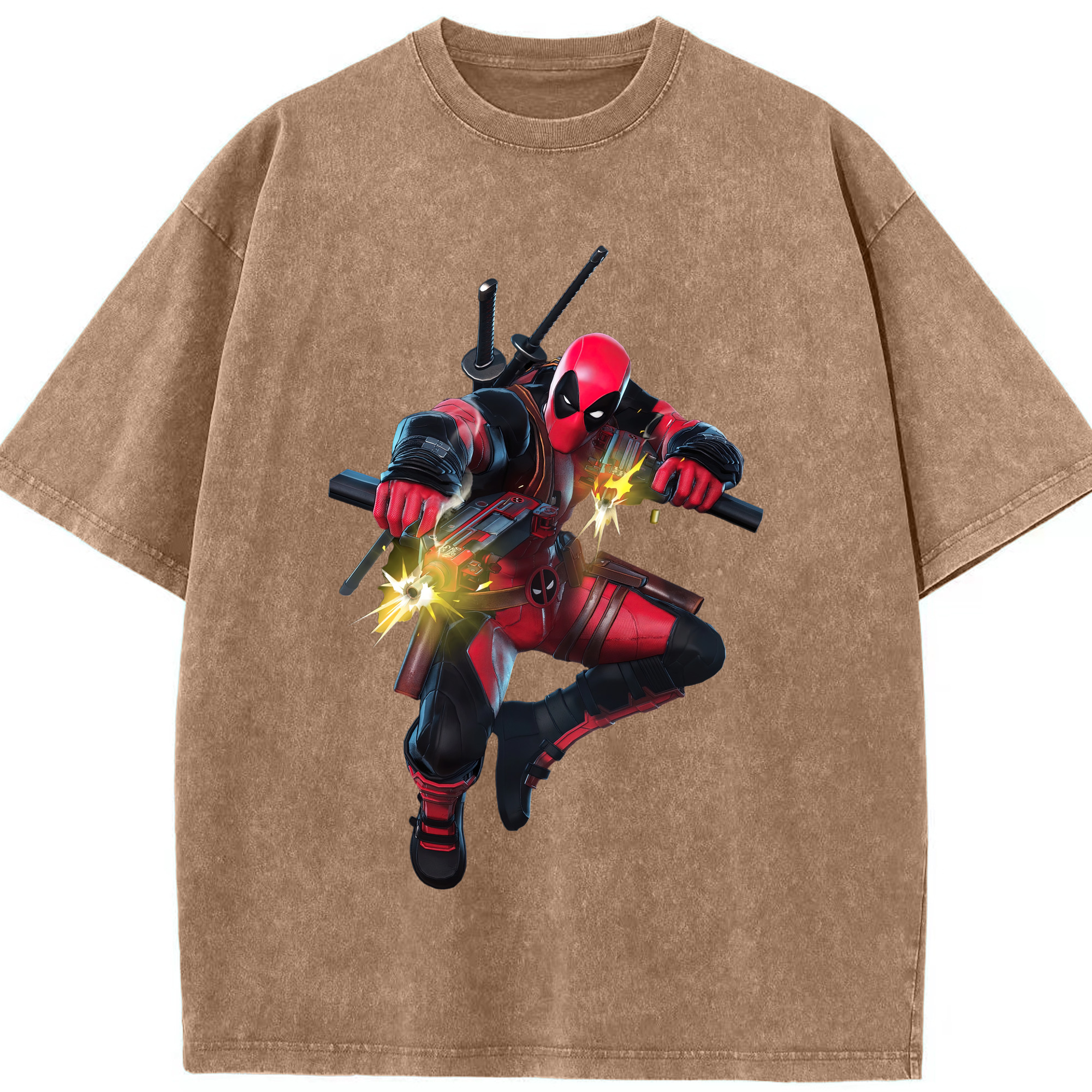 （画像用） Deadpool デッドプール 綿100% ヴィンテージ風 半袖Tシャツ（フロントプリント）
