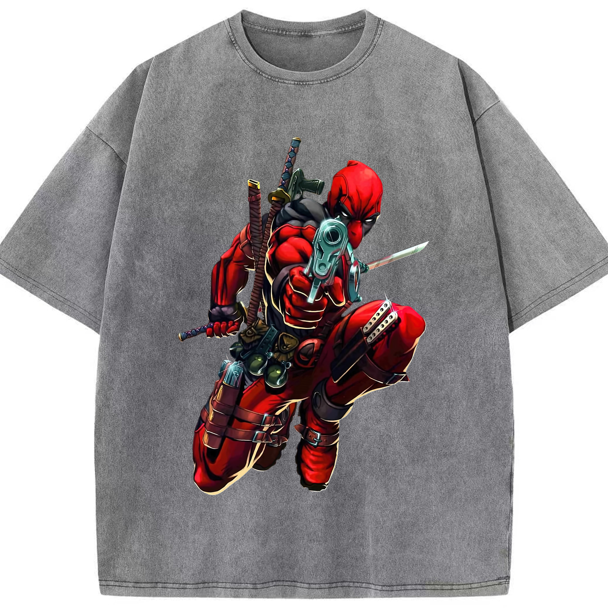 （画像用） Deadpool デッドプール 綿100% ヴィンテージ風 半袖Tシャツ（フロントプリント）