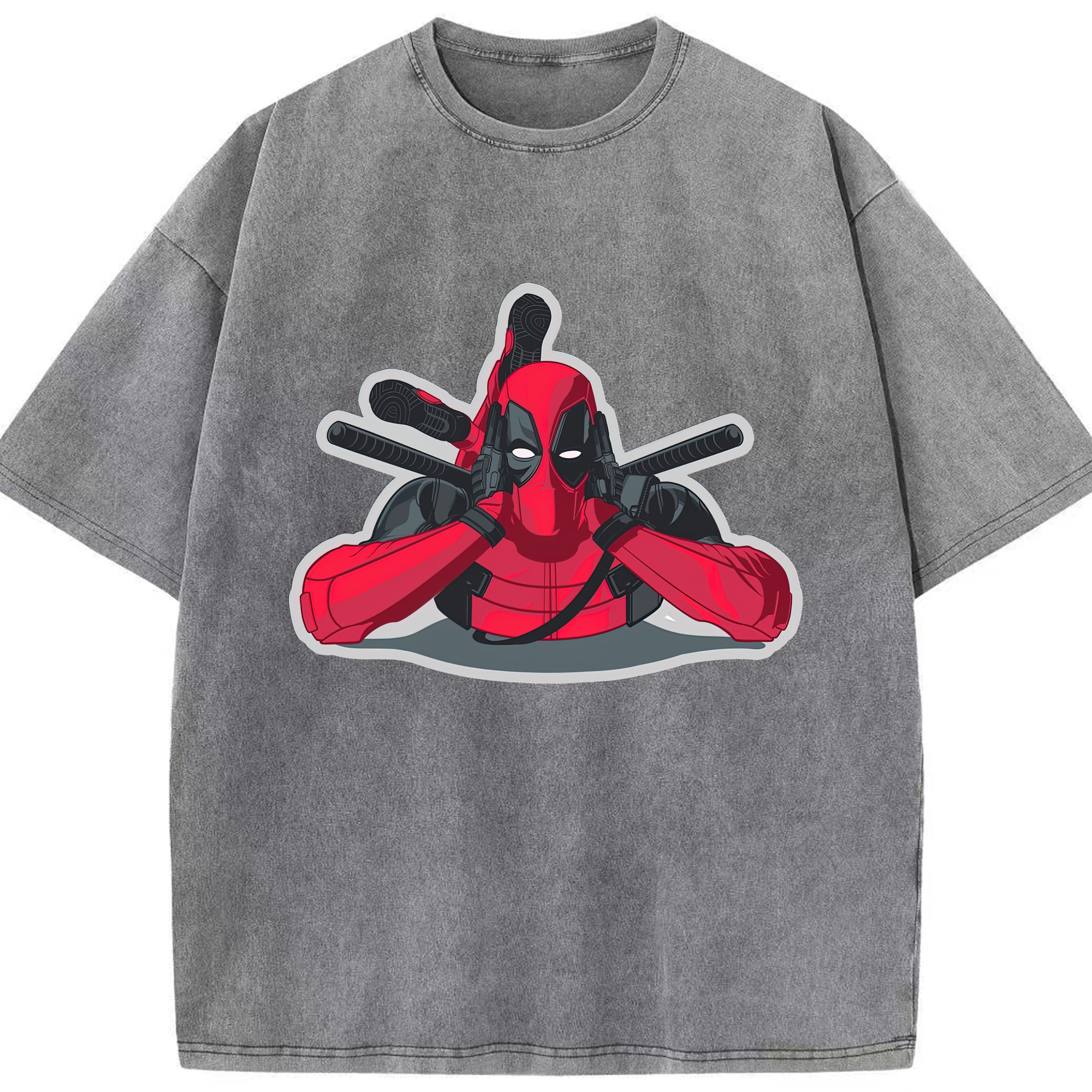 （画像用） Deadpool デッドプール 綿100% ヴィンテージ風 半袖Tシャツ（フロントプリント）