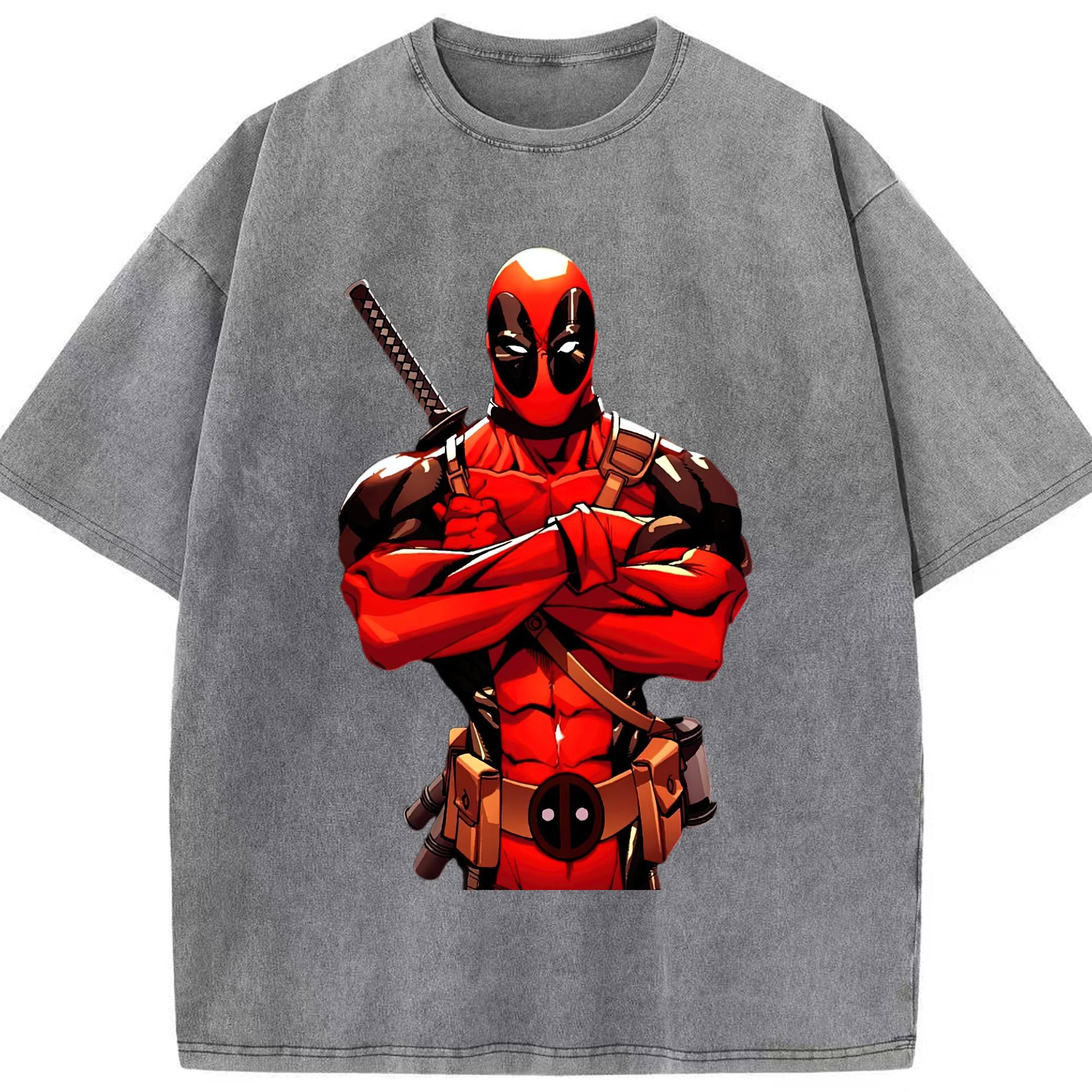 （画像用） Deadpool デッドプール 綿100% ヴィンテージ風 半袖Tシャツ（フロントプリント）