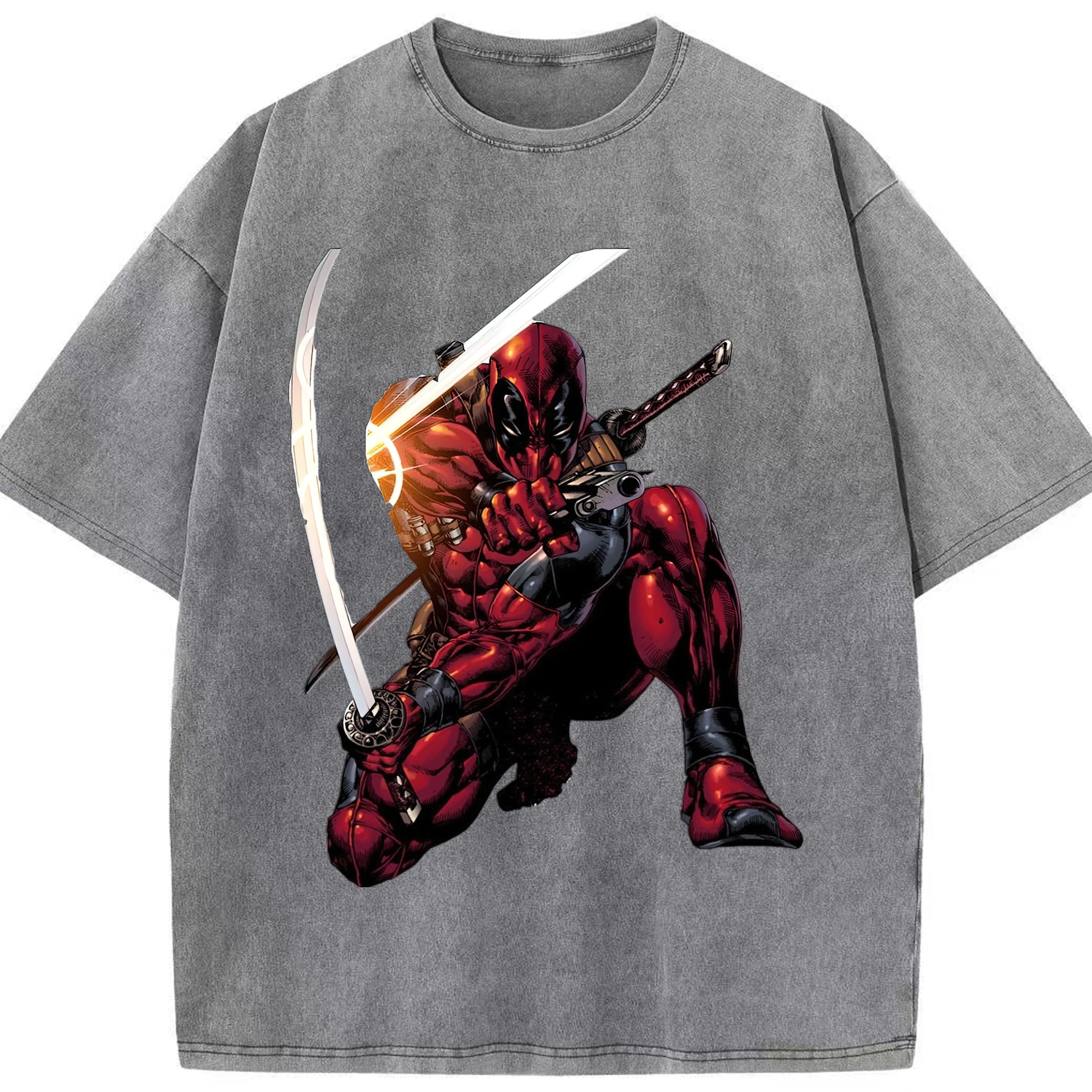 （画像用） Deadpool デッドプール 綿100% ヴィンテージ風 半袖Tシャツ（フロントプリント）