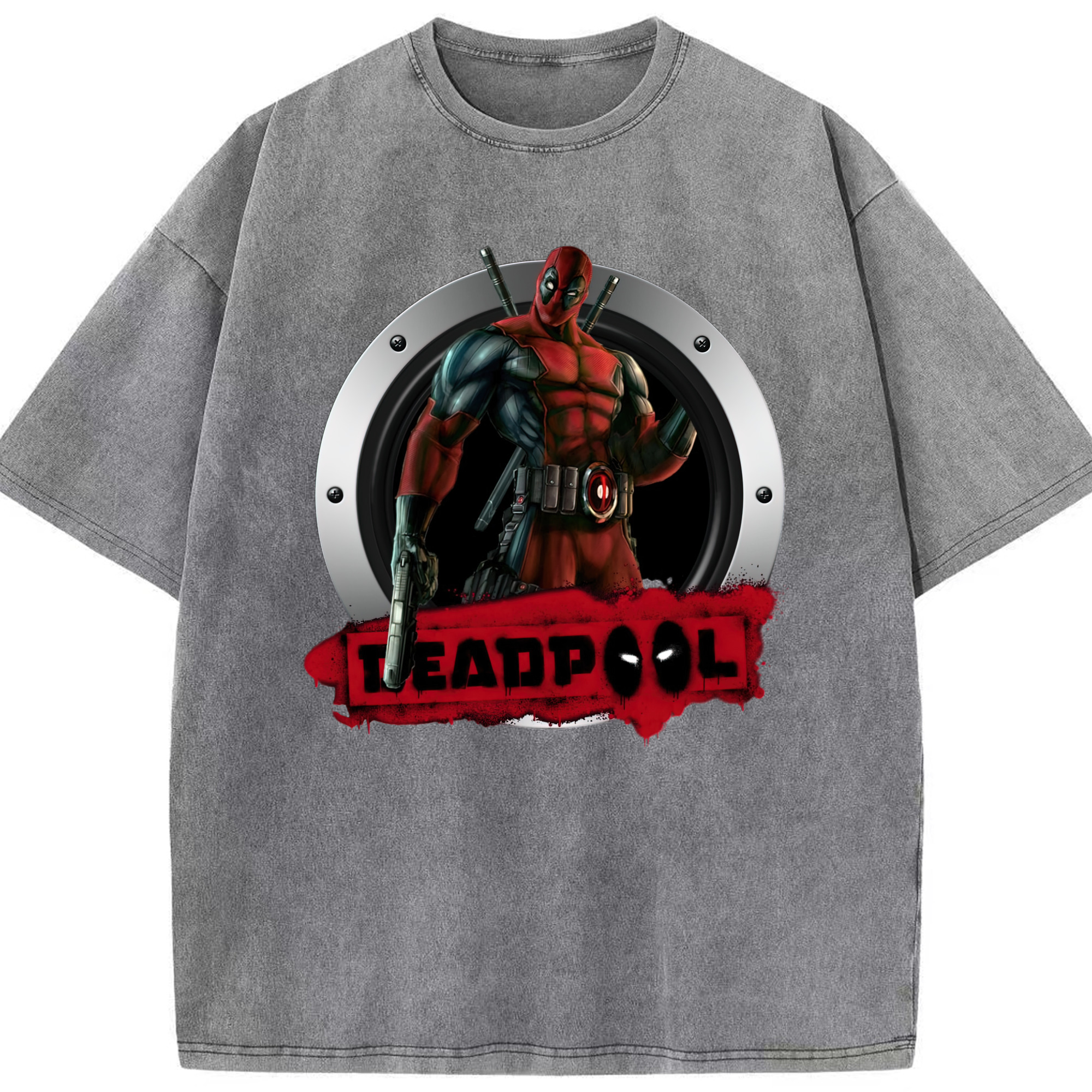 （画像用） Deadpool デッドプール 綿100% ヴィンテージ風 半袖Tシャツ（フロントプリント）