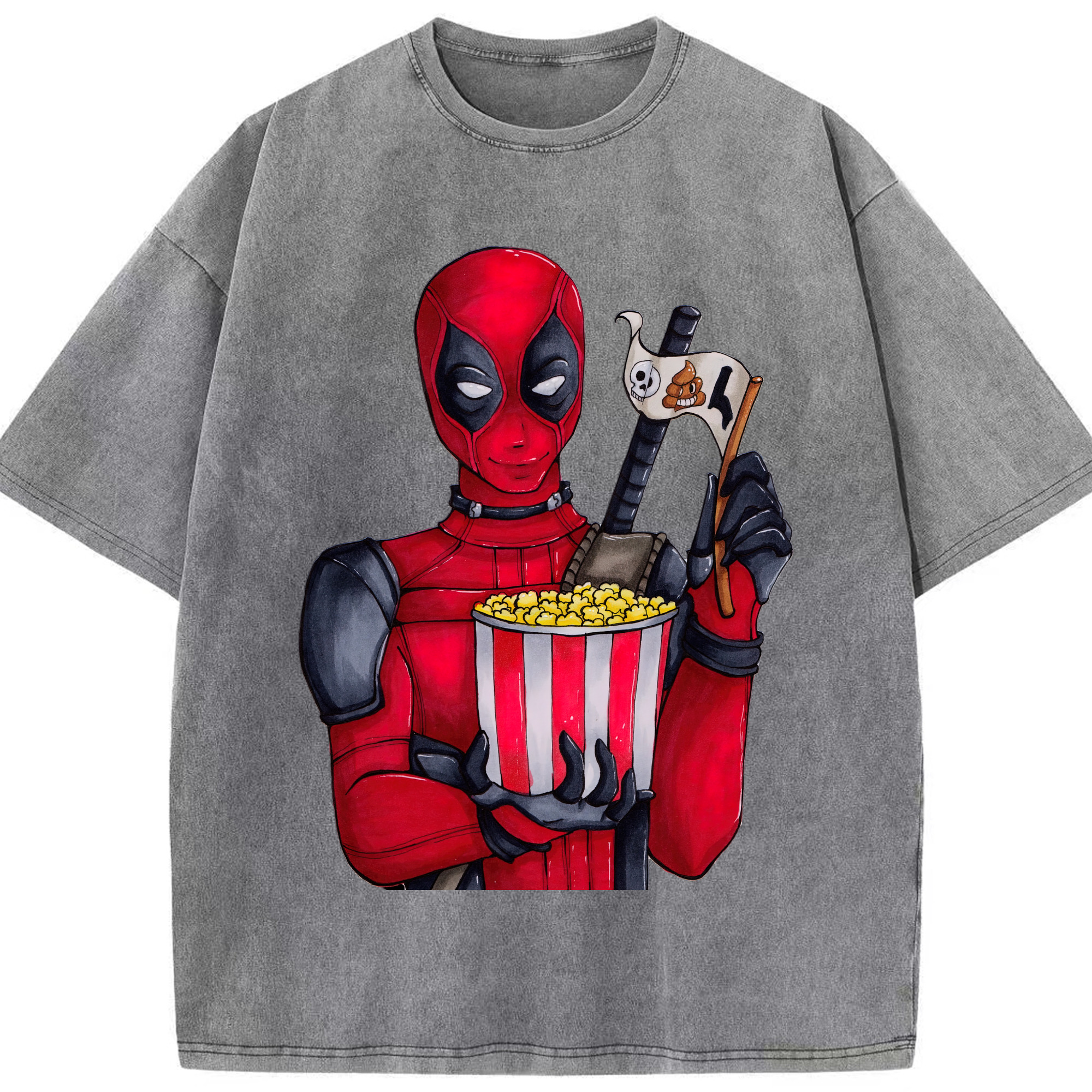 （画像用） Deadpool デッドプール 綿100% ヴィンテージ風 半袖Tシャツ（フロントプリント）