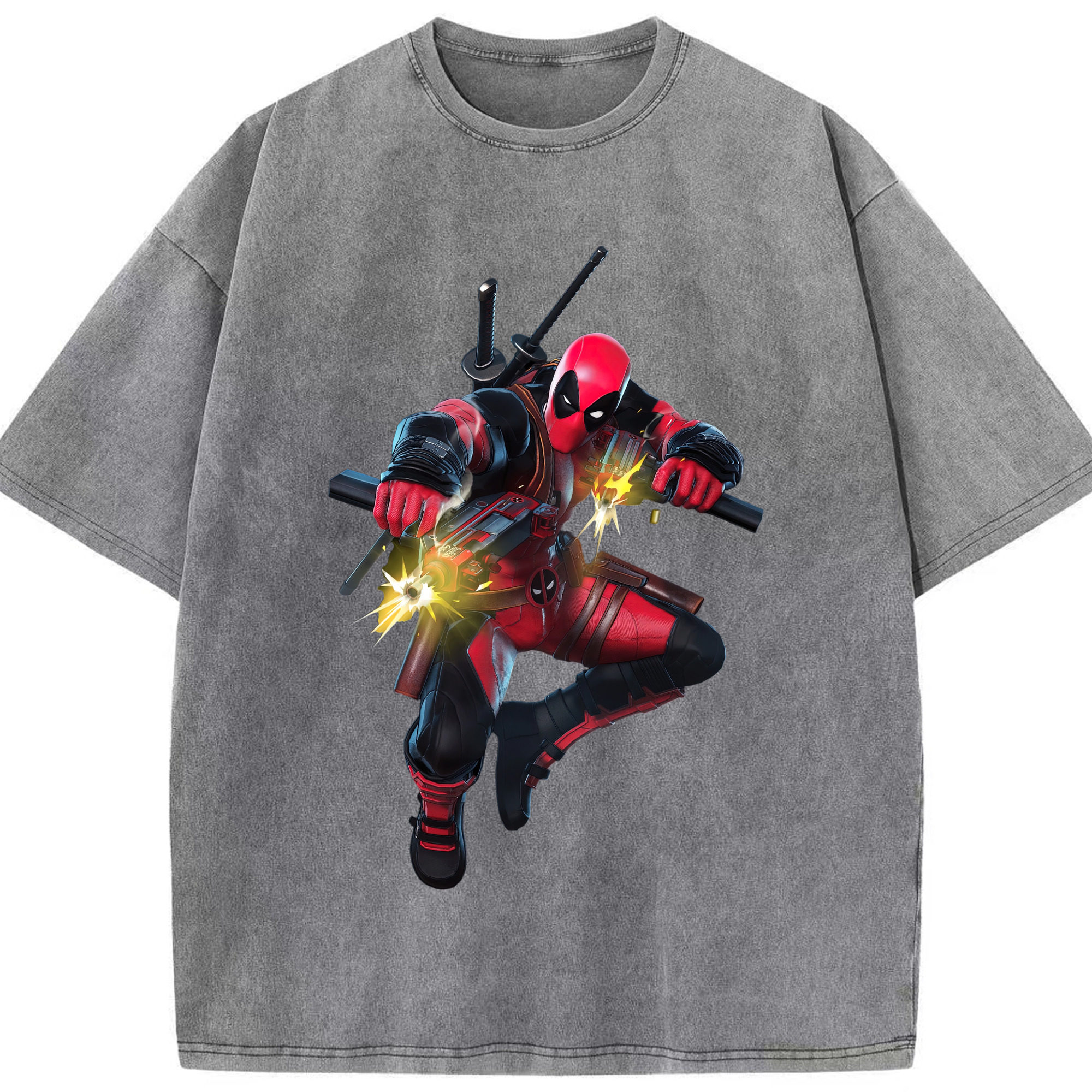 （画像用） Deadpool デッドプール 綿100% ヴィンテージ風 半袖Tシャツ（フロントプリント）