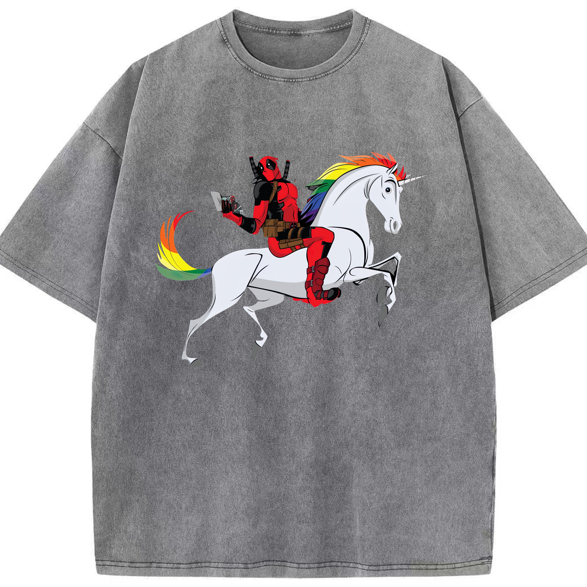 （画像用） Deadpool デッドプール 綿100% ヴィンテージ風 半袖Tシャツ（フロントプリント）
