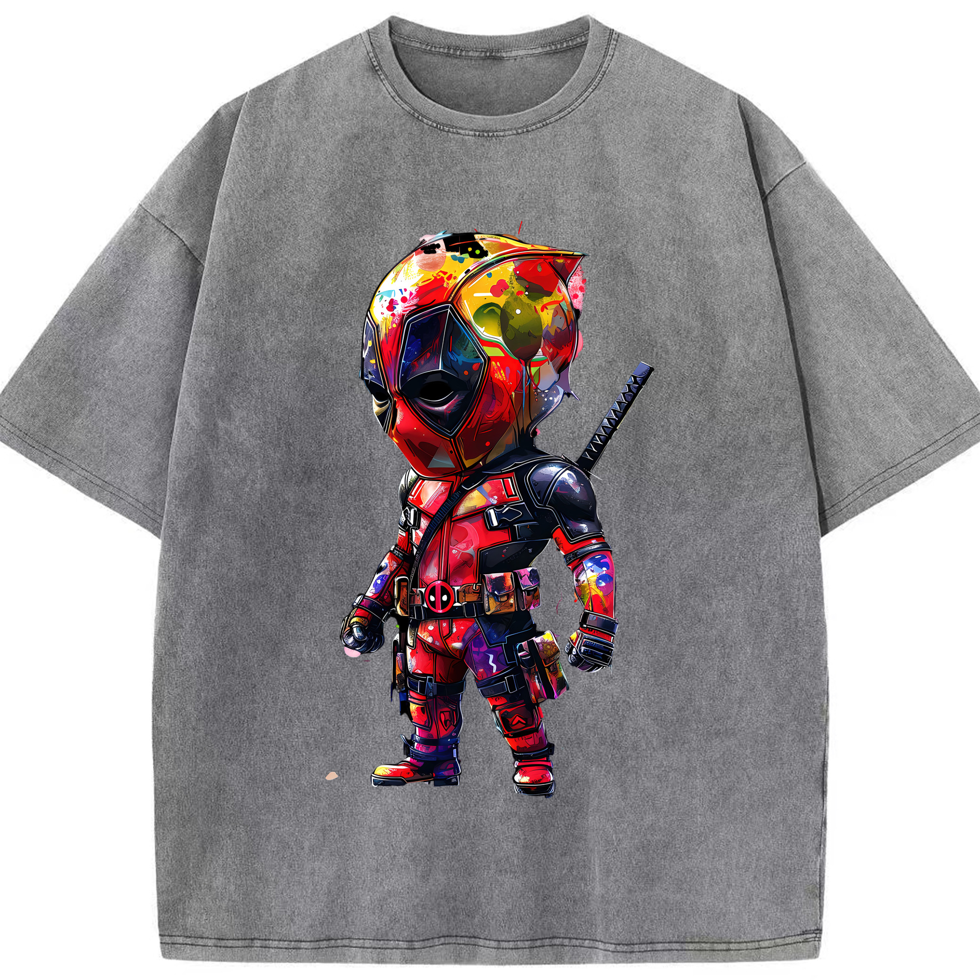 （画像用） Deadpool デッドプール 綿100% ヴィンテージ風 半袖Tシャツ（フロントプリント）