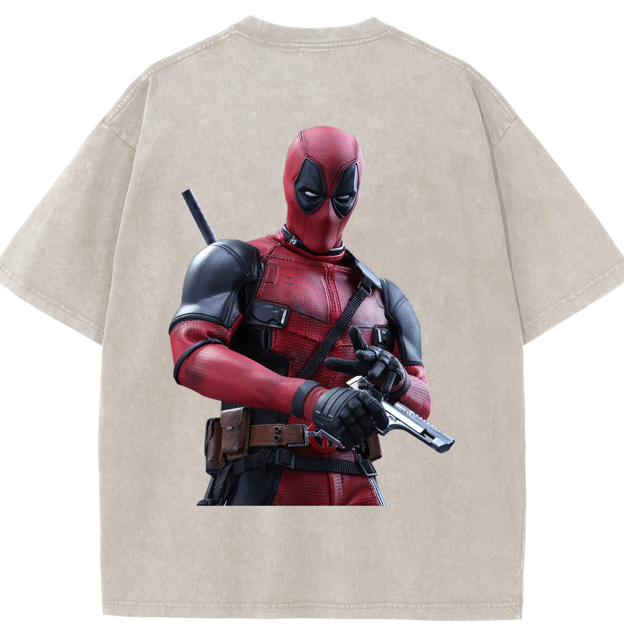 （画像用） Deadpool デッドプール 綿100% ヴィンテージ風 半袖Tシャツ（背面プリント）