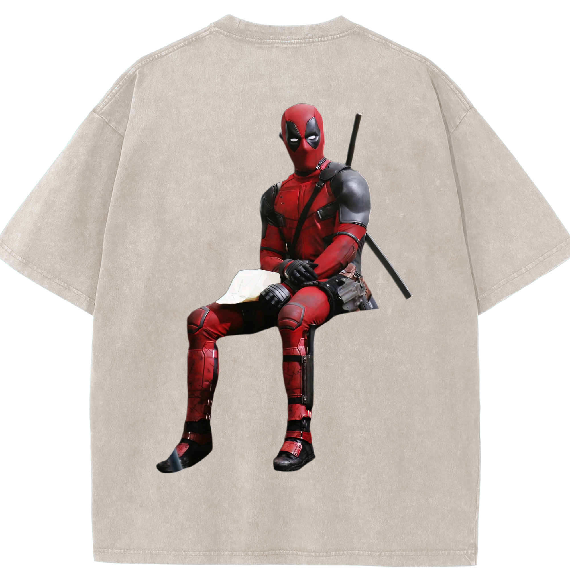 （画像用） Deadpool デッドプール 綿100% ヴィンテージ風 半袖Tシャツ（背面プリント）