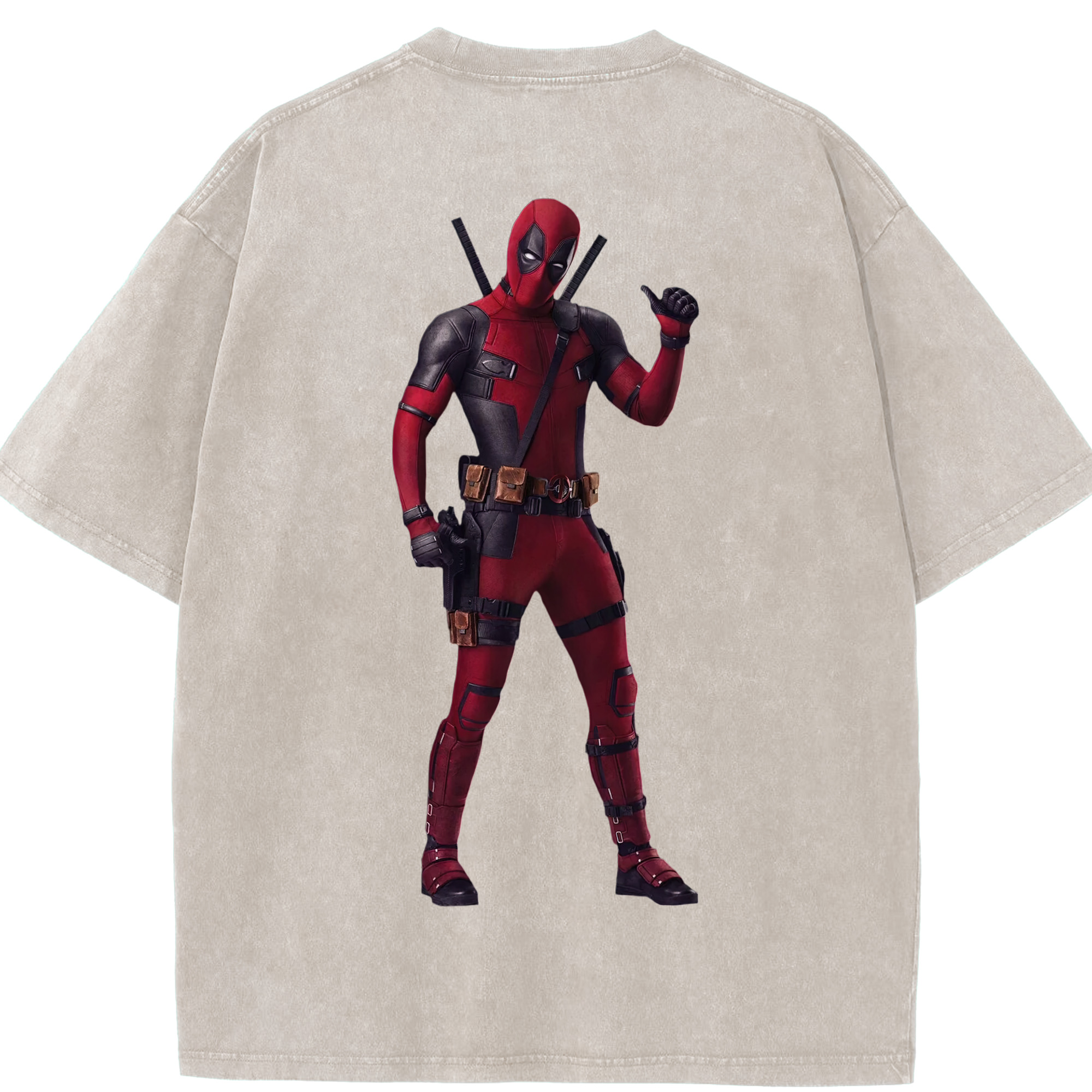 （画像用） Deadpool デッドプール 綿100% ヴィンテージ風 半袖Tシャツ（背面プリント）