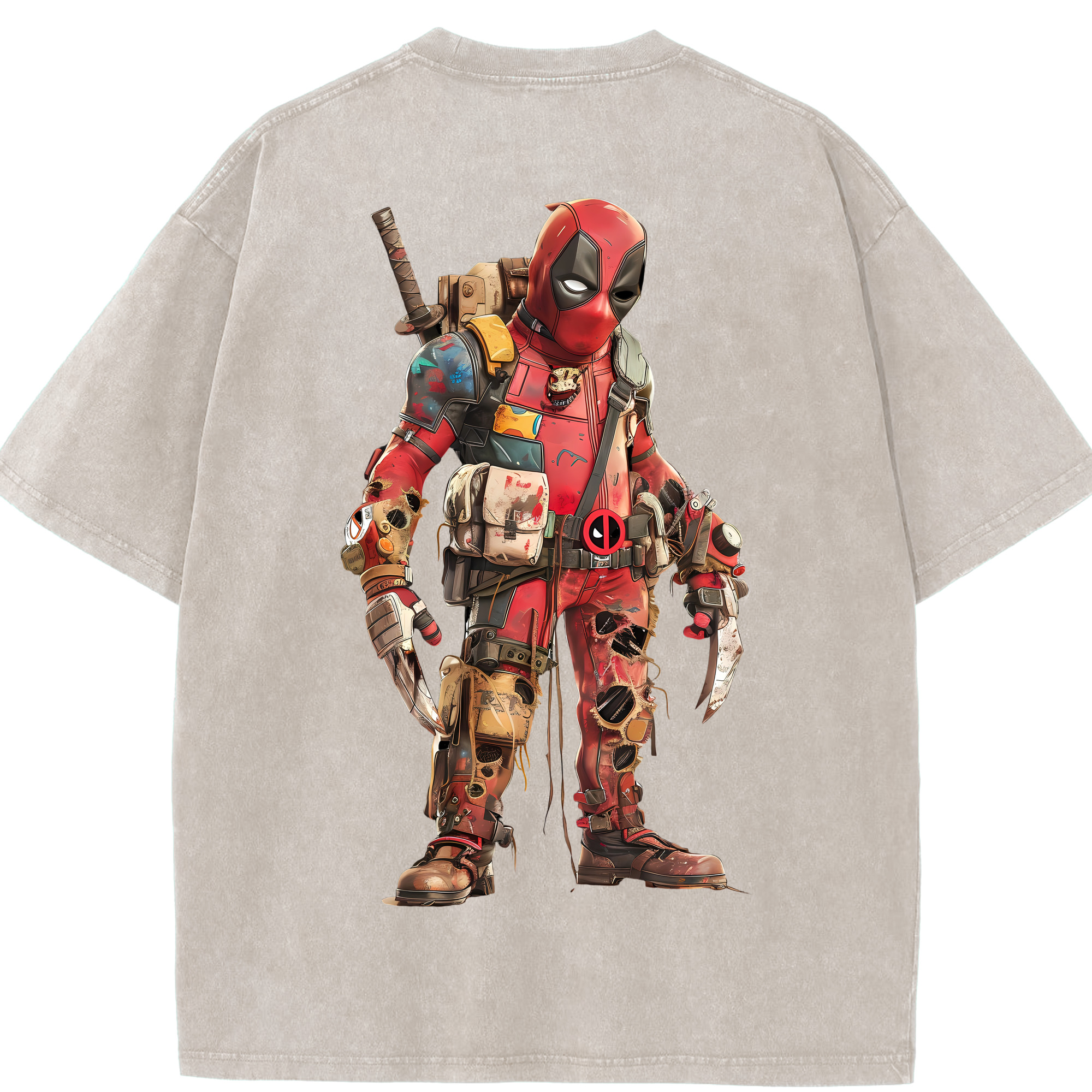 （画像用） Deadpool デッドプール 綿100% ヴィンテージ風 半袖Tシャツ（背面プリント）