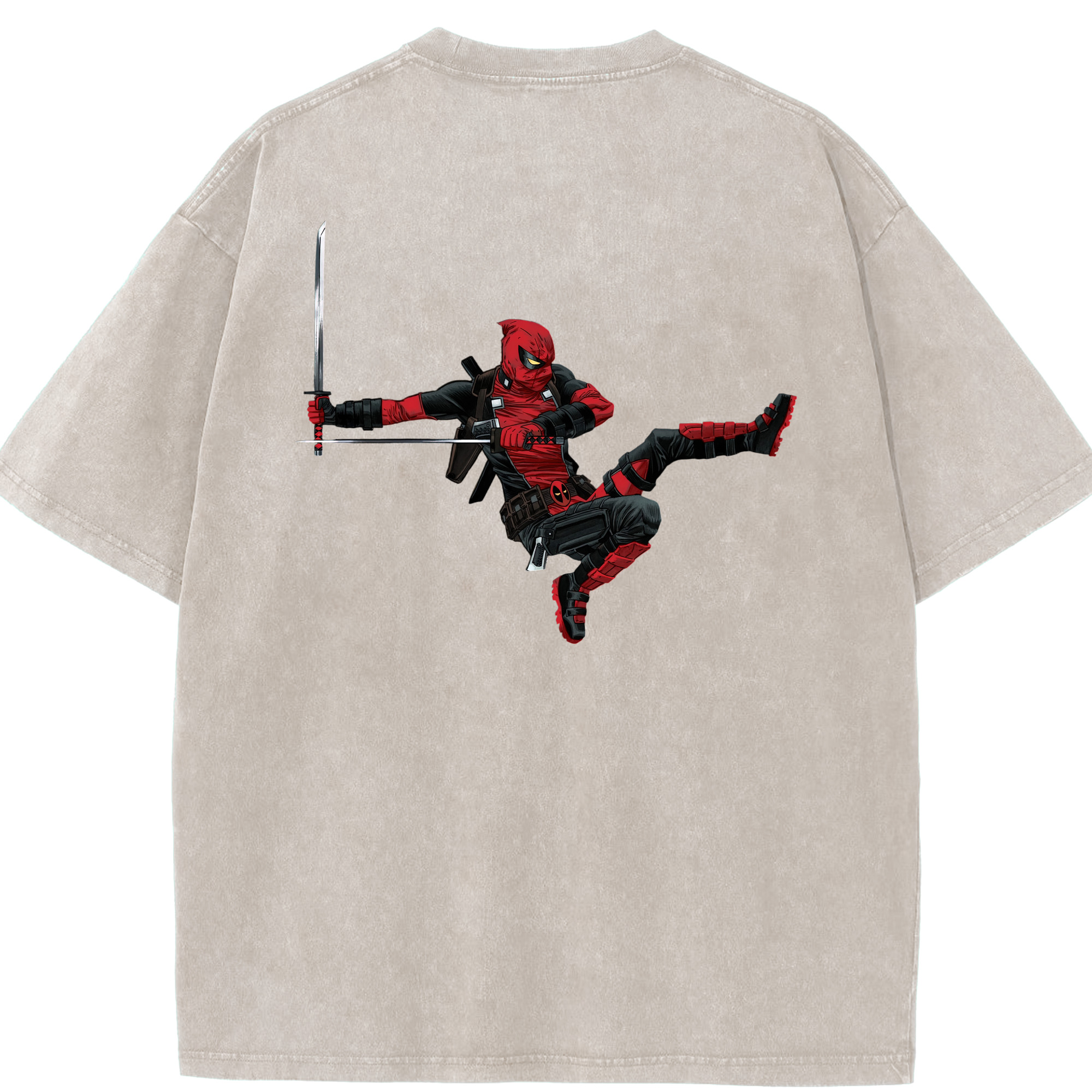 （画像用） Deadpool デッドプール 綿100% ヴィンテージ風 半袖Tシャツ（背面プリント）