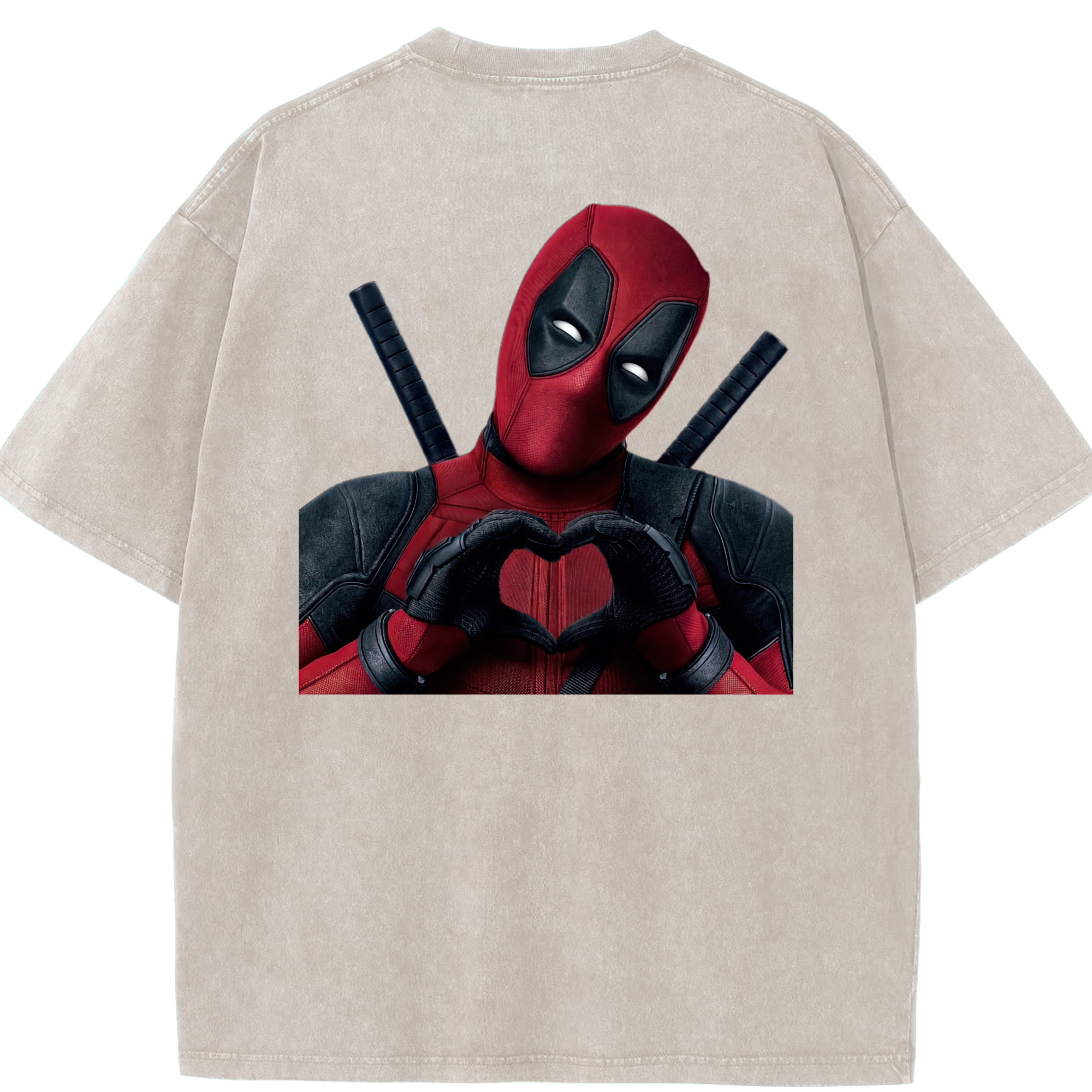 （画像用） Deadpool デッドプール 綿100% ヴィンテージ風 半袖Tシャツ（背面プリント）