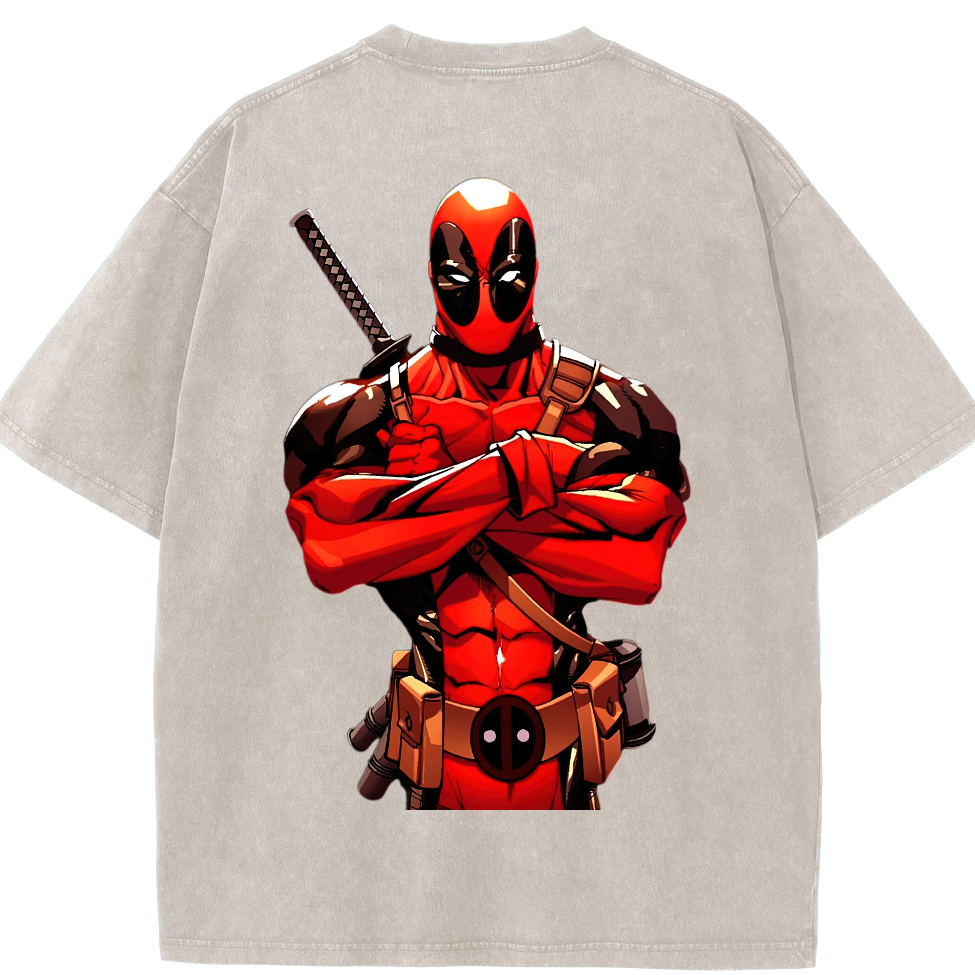 （画像用） Deadpool デッドプール 綿100% ヴィンテージ風 半袖Tシャツ（背面プリント）