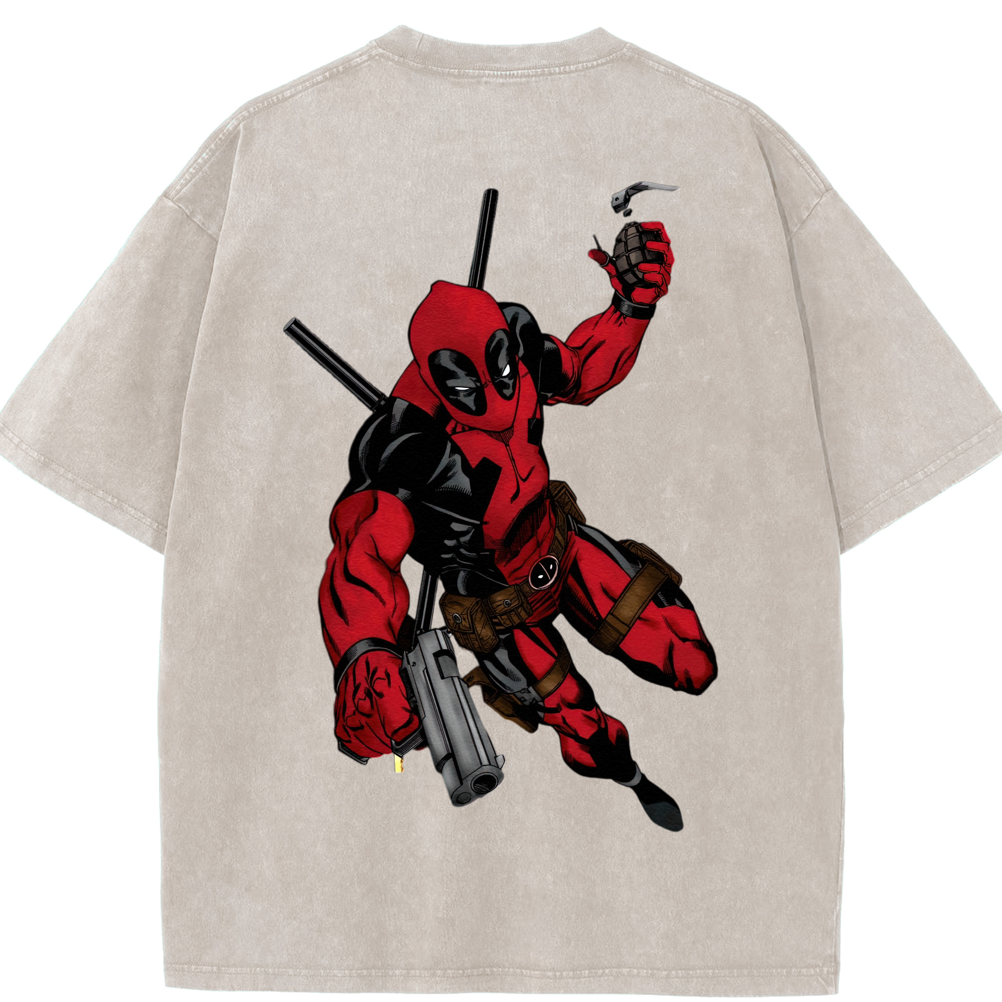 （画像用） Deadpool デッドプール 綿100% ヴィンテージ風 半袖Tシャツ（背面プリント）