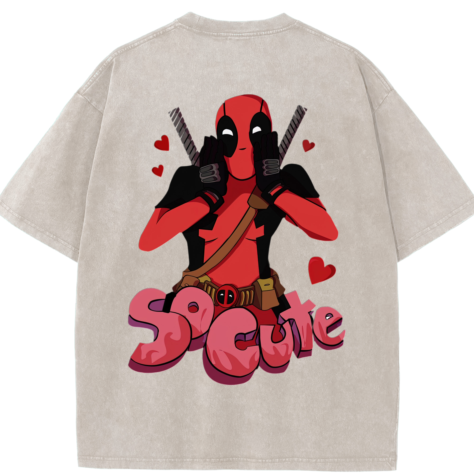 （画像用） Deadpool デッドプール 綿100% ヴィンテージ風 半袖Tシャツ（背面プリント）