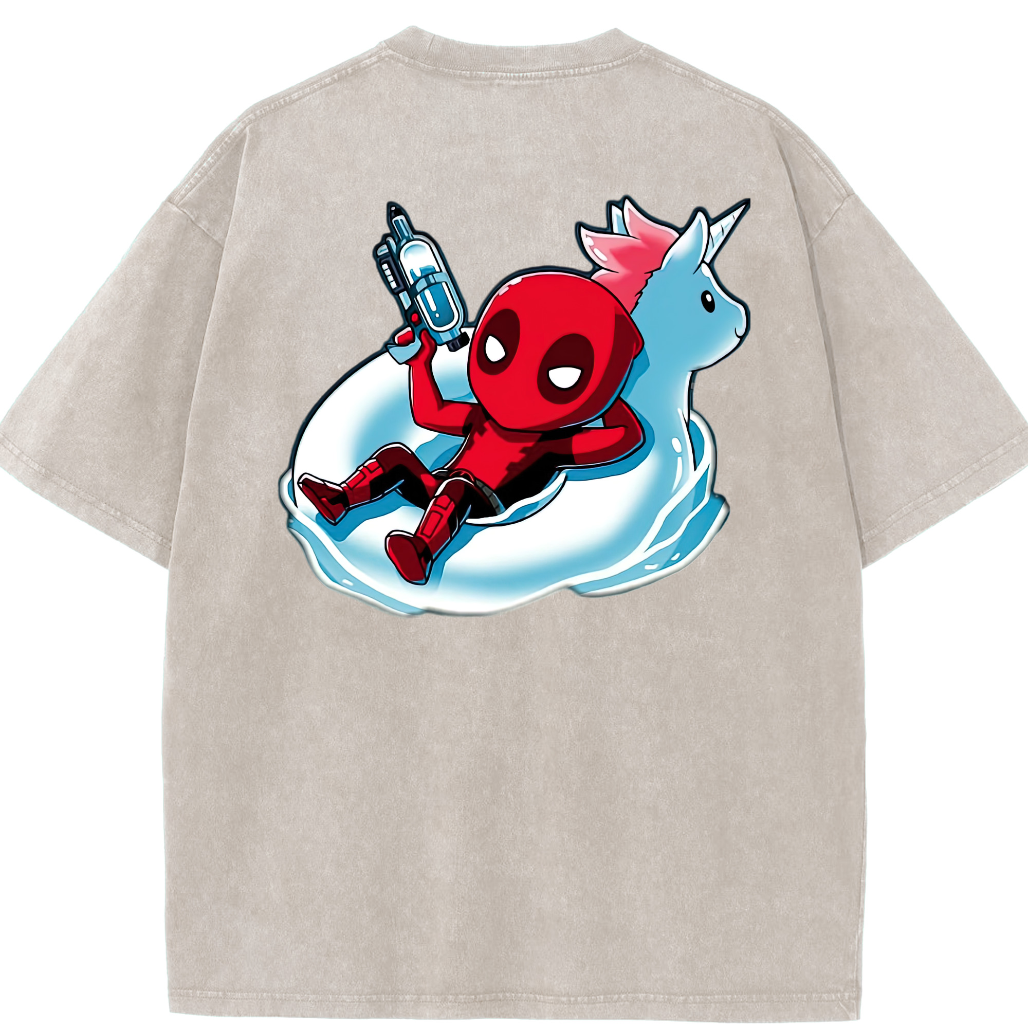 （画像用） Deadpool デッドプール 綿100% ヴィンテージ風 半袖Tシャツ（背面プリント）
