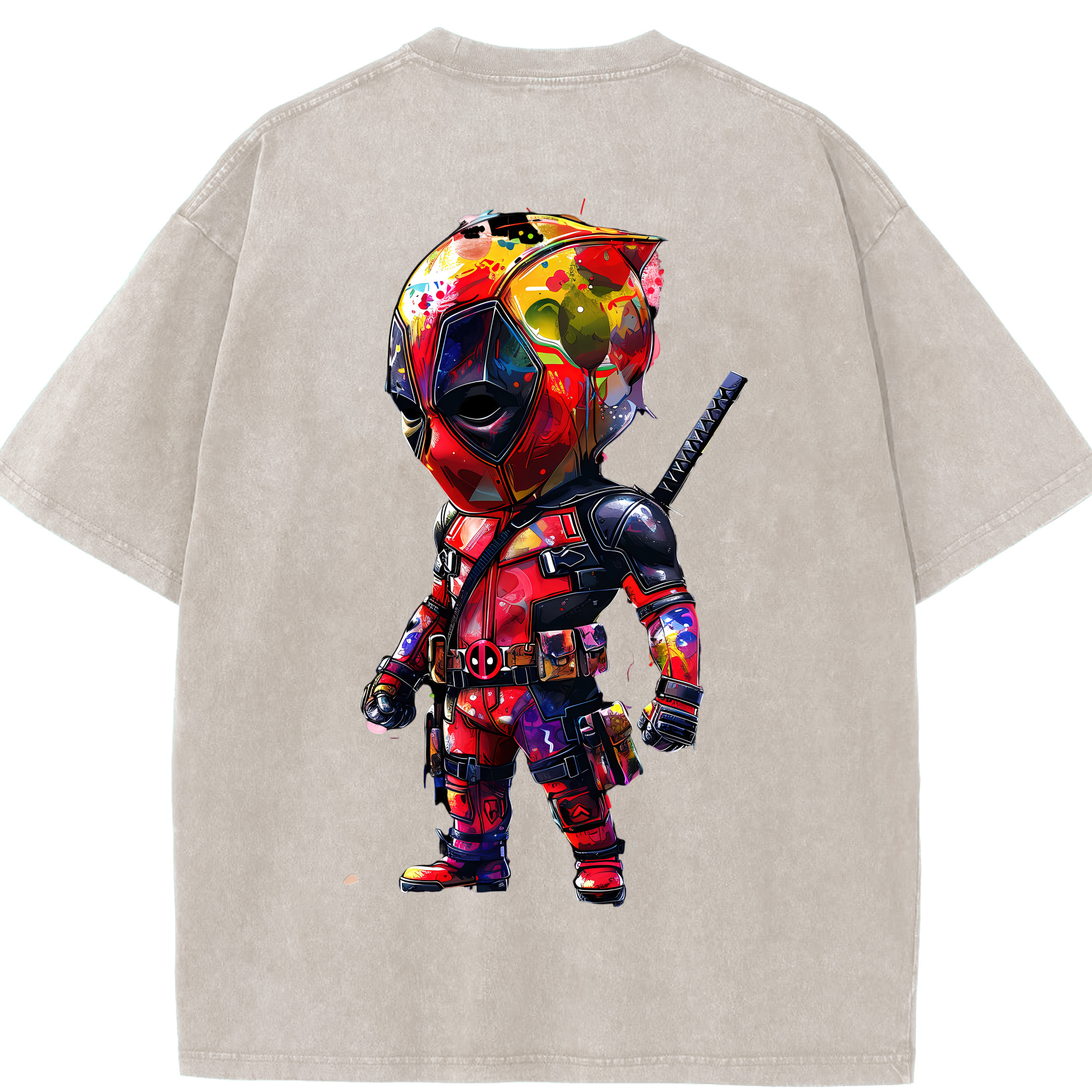 （画像用） Deadpool デッドプール 綿100% ヴィンテージ風 半袖Tシャツ（背面プリント）