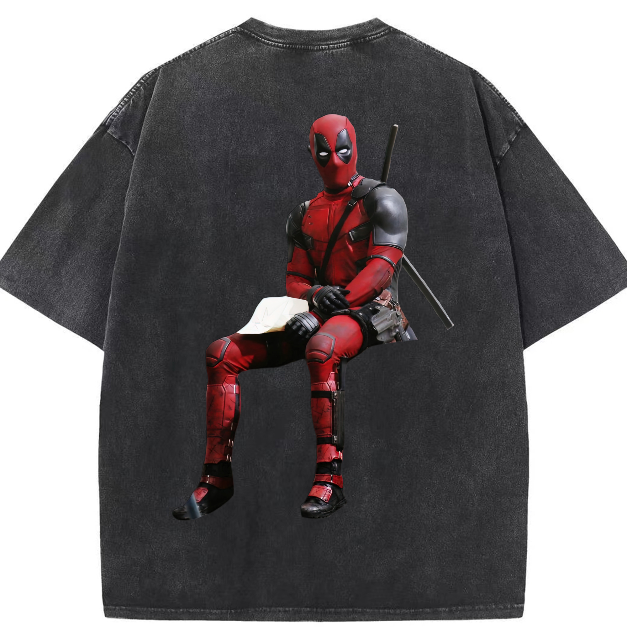 （画像用） Deadpool デッドプール 綿100% ヴィンテージ風 半袖Tシャツ（背面プリント）