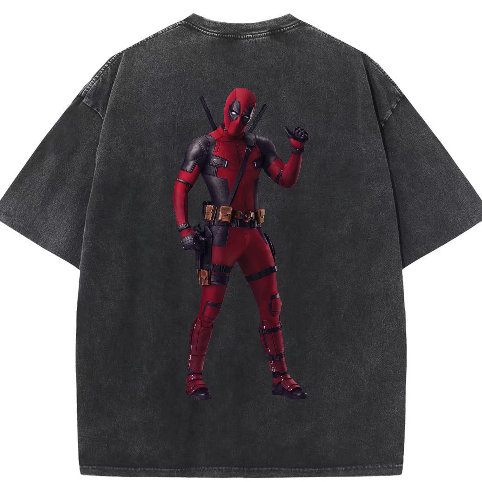 （画像用） Deadpool デッドプール 綿100% ヴィンテージ風 半袖Tシャツ（背面プリント）