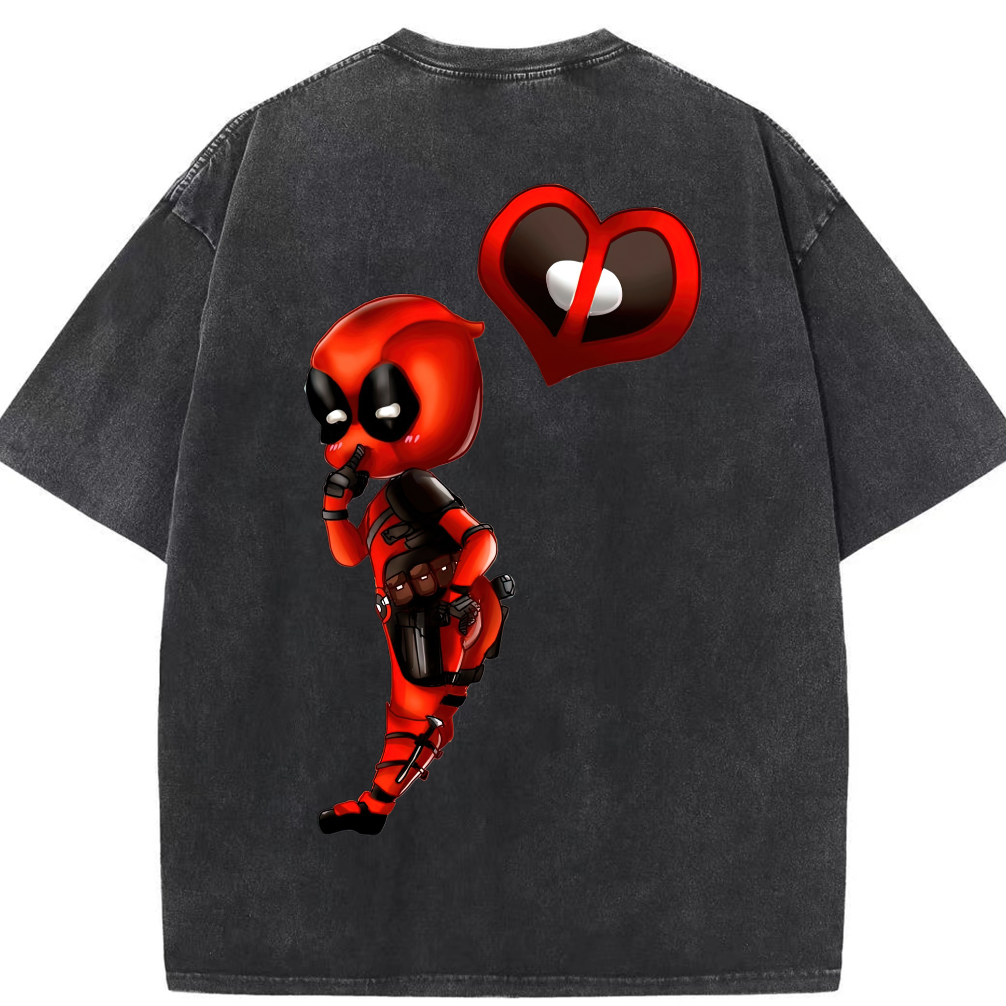 （画像用） Deadpool デッドプール 綿100% ヴィンテージ風 半袖Tシャツ（背面プリント）
