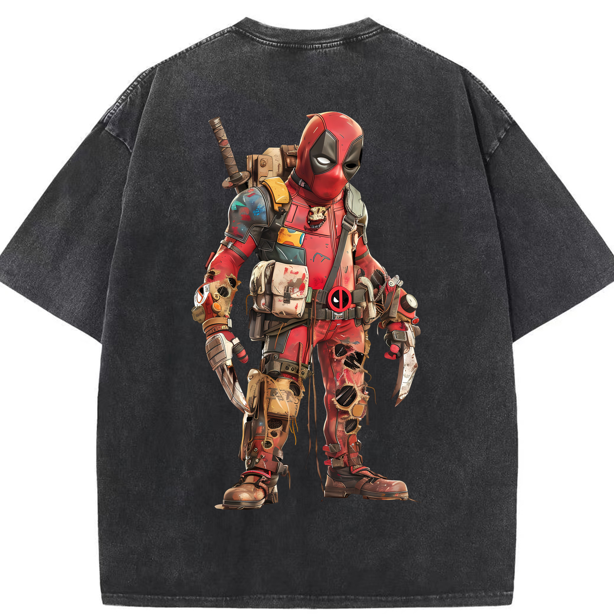 （画像用） Deadpool デッドプール 綿100% ヴィンテージ風 半袖Tシャツ（背面プリント）
