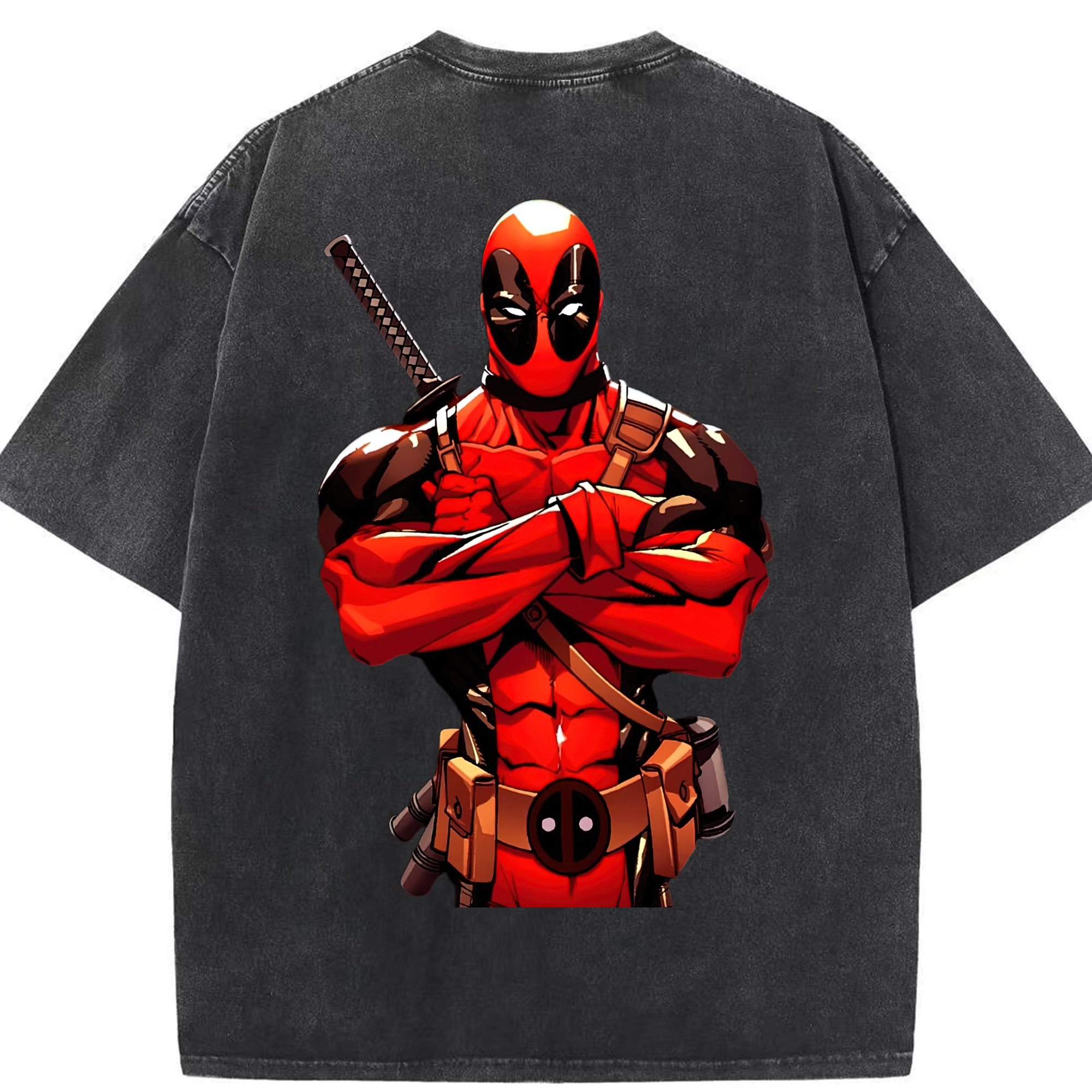 （画像用） Deadpool デッドプール 綿100% ヴィンテージ風 半袖Tシャツ（背面プリント）