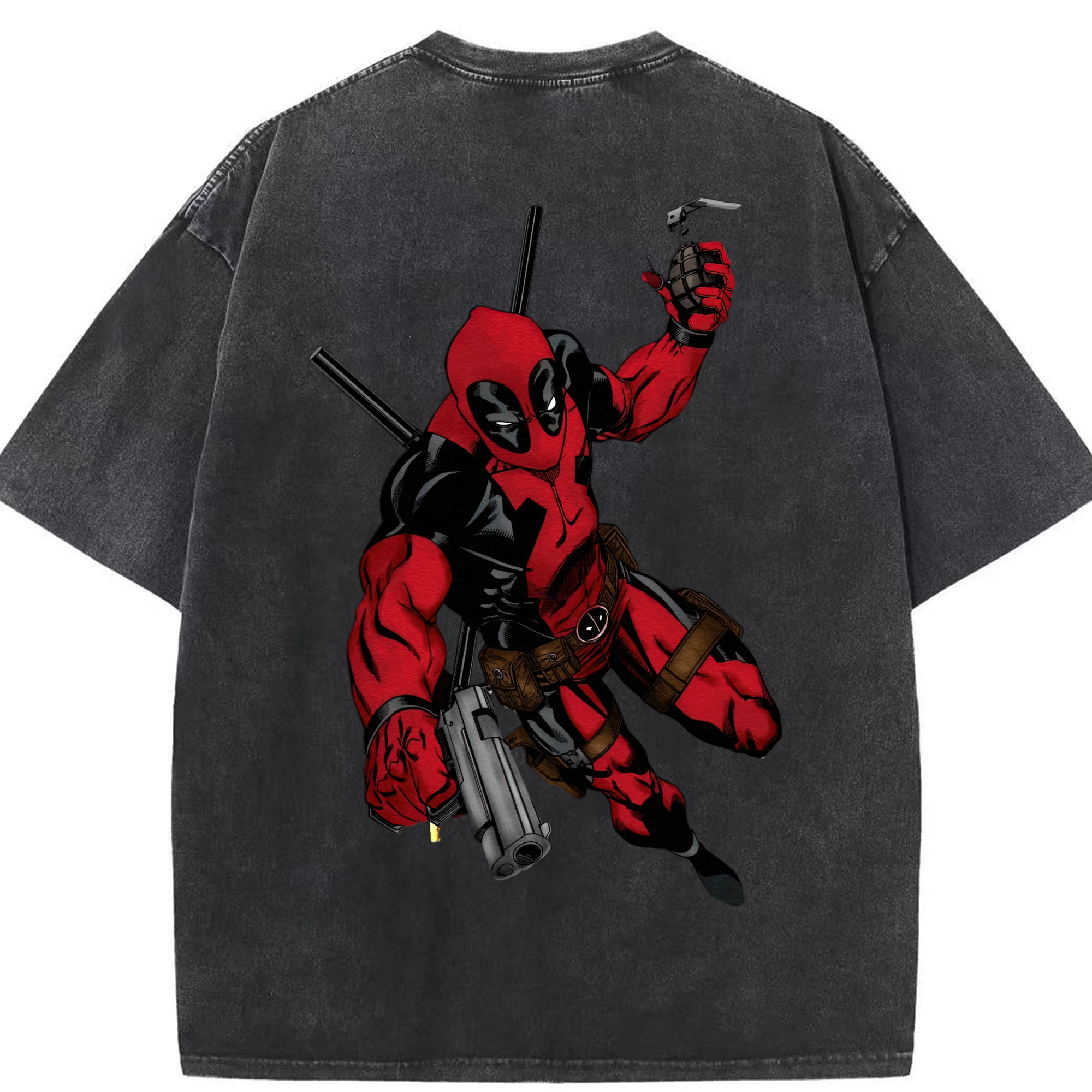 （画像用） Deadpool デッドプール 綿100% ヴィンテージ風 半袖Tシャツ（背面プリント）
